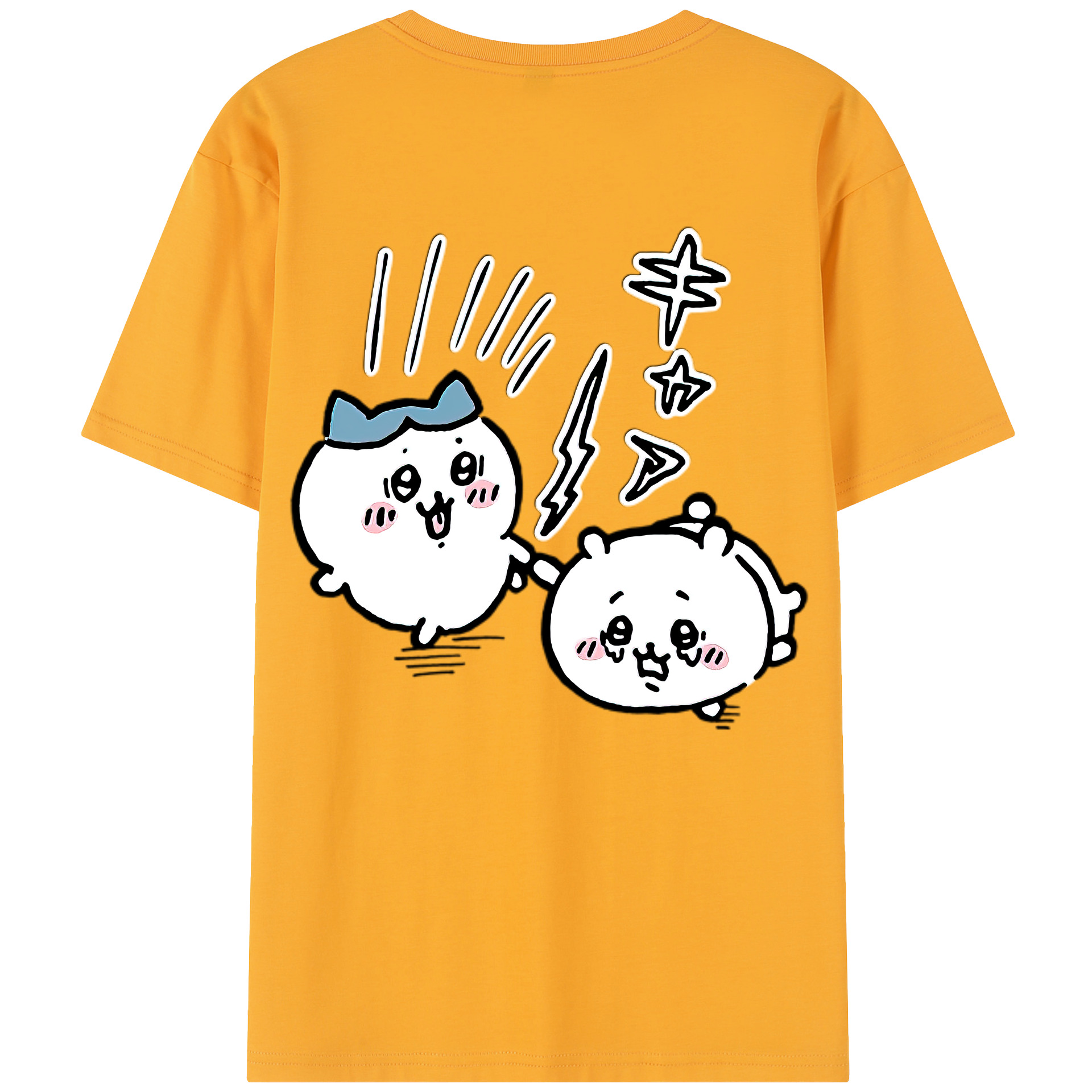 （画像用） ちいかわ ハチワレ Chii-kawa hachiware 綿100％半袖Tシャツ（背面プリント）