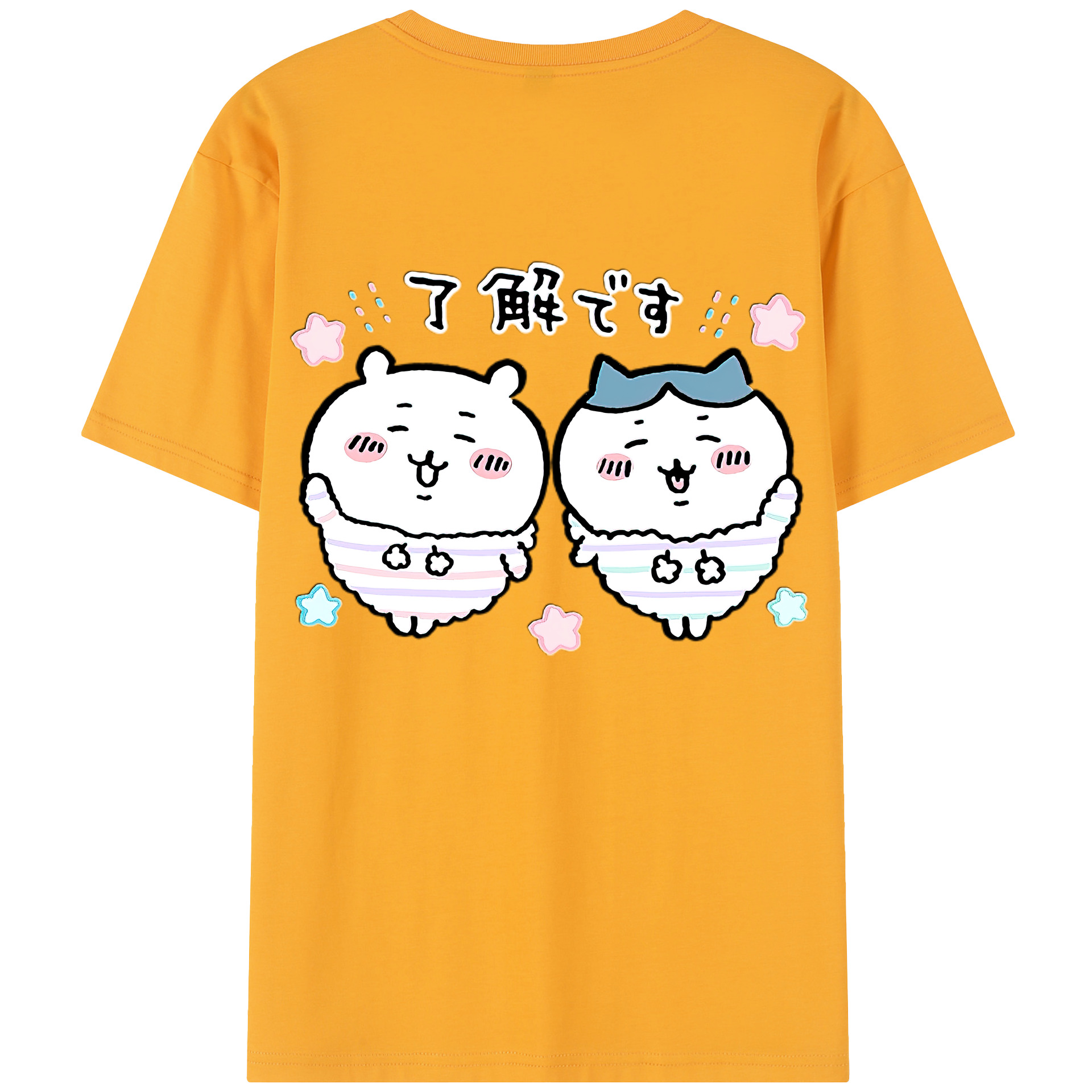 （画像用） ちいかわ ハチワレ Chii-kawa hachiware 綿100％半袖Tシャツ（背面プリント）