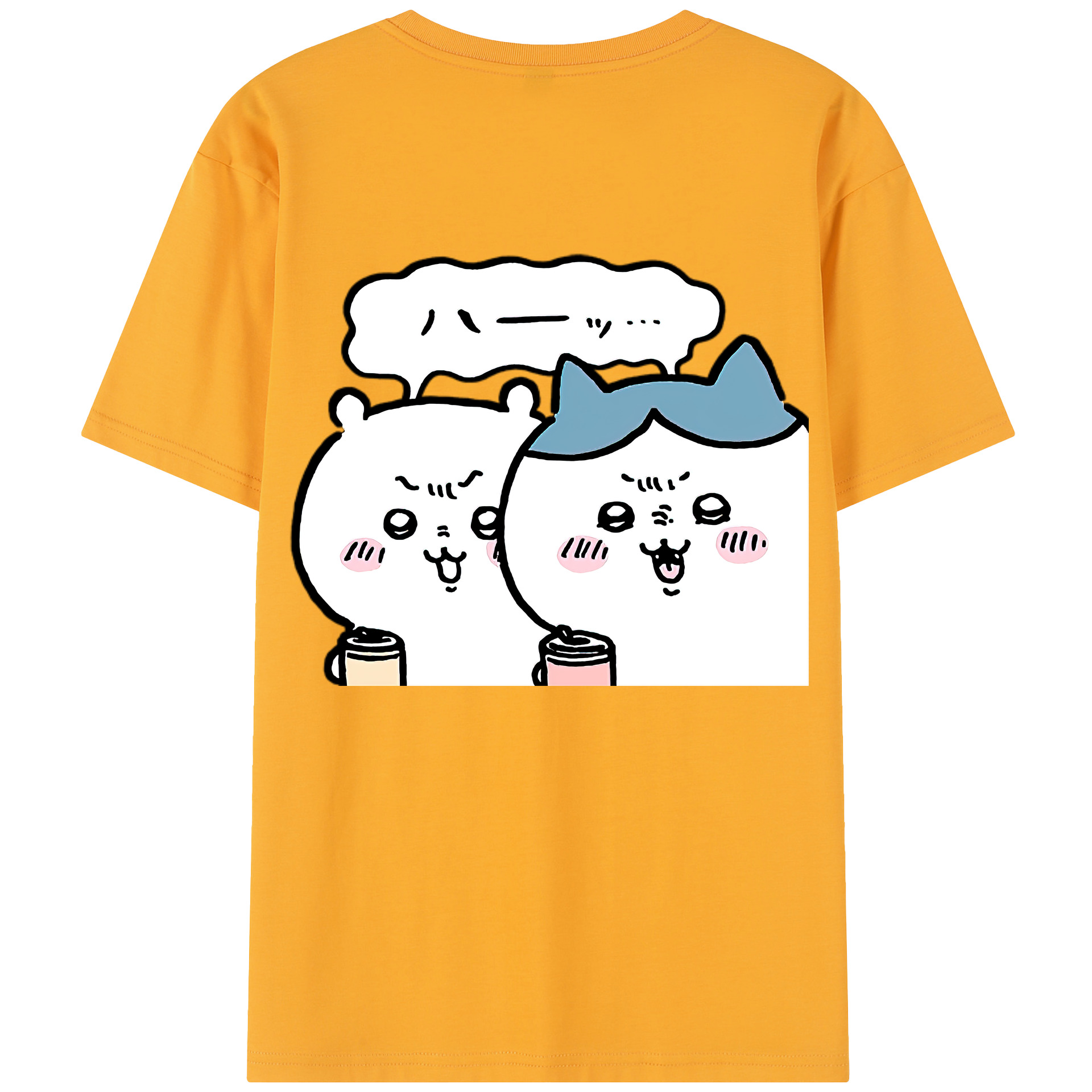 （画像用） ちいかわ ハチワレ Chii-kawa hachiware 綿100％半袖Tシャツ（背面プリント）