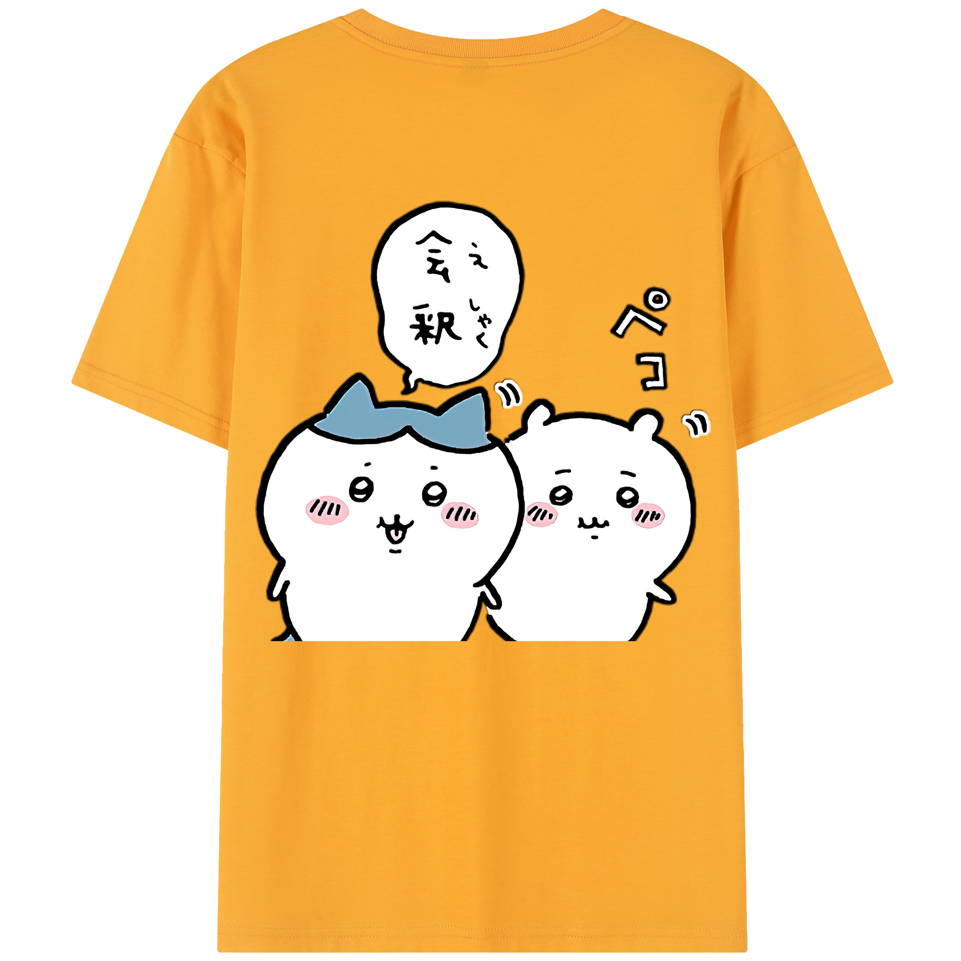 （画像用） ちいかわ ハチワレ Chii-kawa hachiware 綿100％半袖Tシャツ（背面プリント）