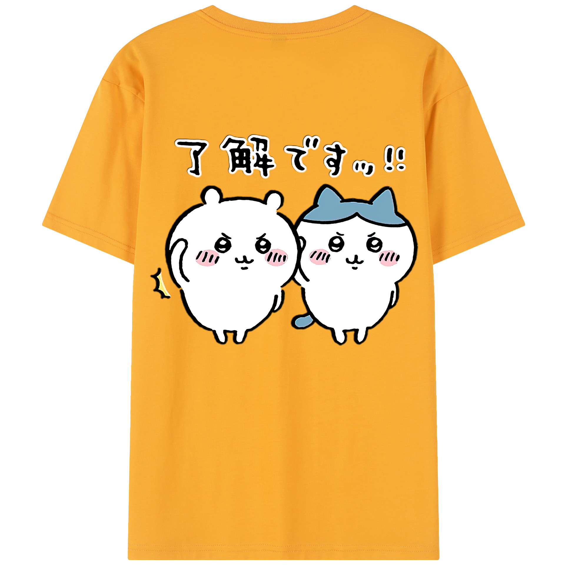 （画像用） ちいかわ ハチワレ Chii-kawa hachiware 綿100％半袖Tシャツ（背面プリント）