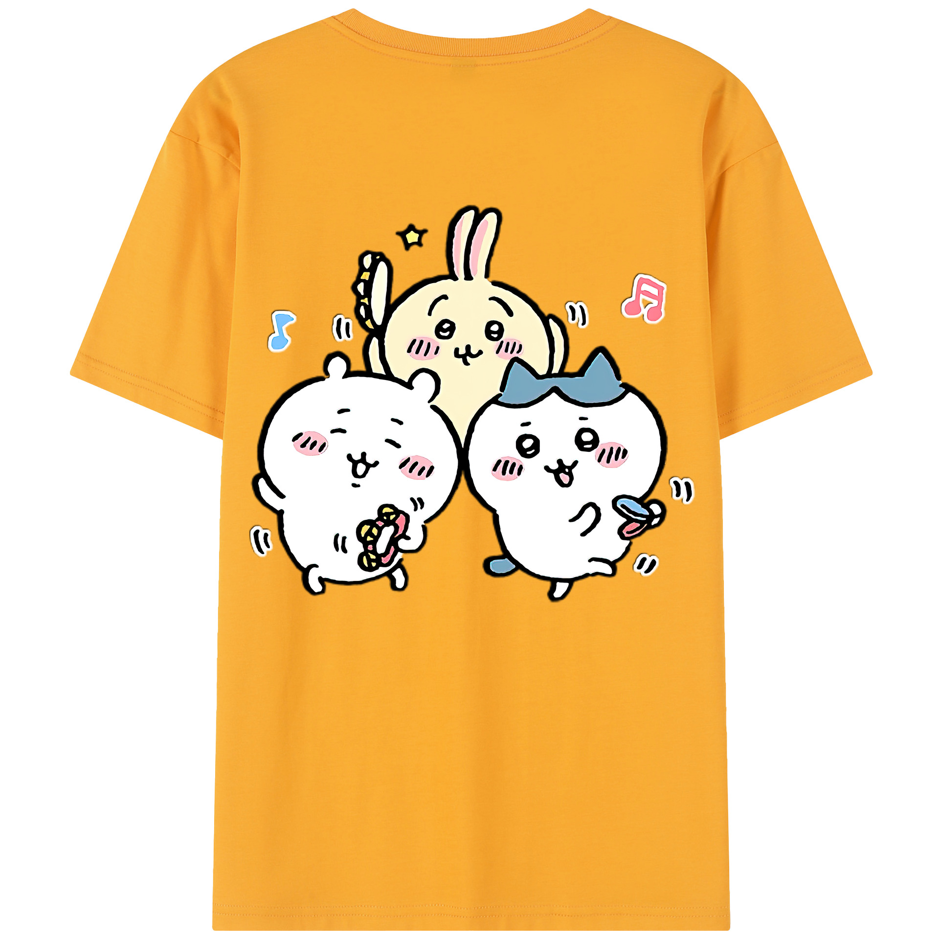（画像用） ちいかわ ハチワレ Chii-kawa hachiware 綿100％半袖Tシャツ（背面プリント）