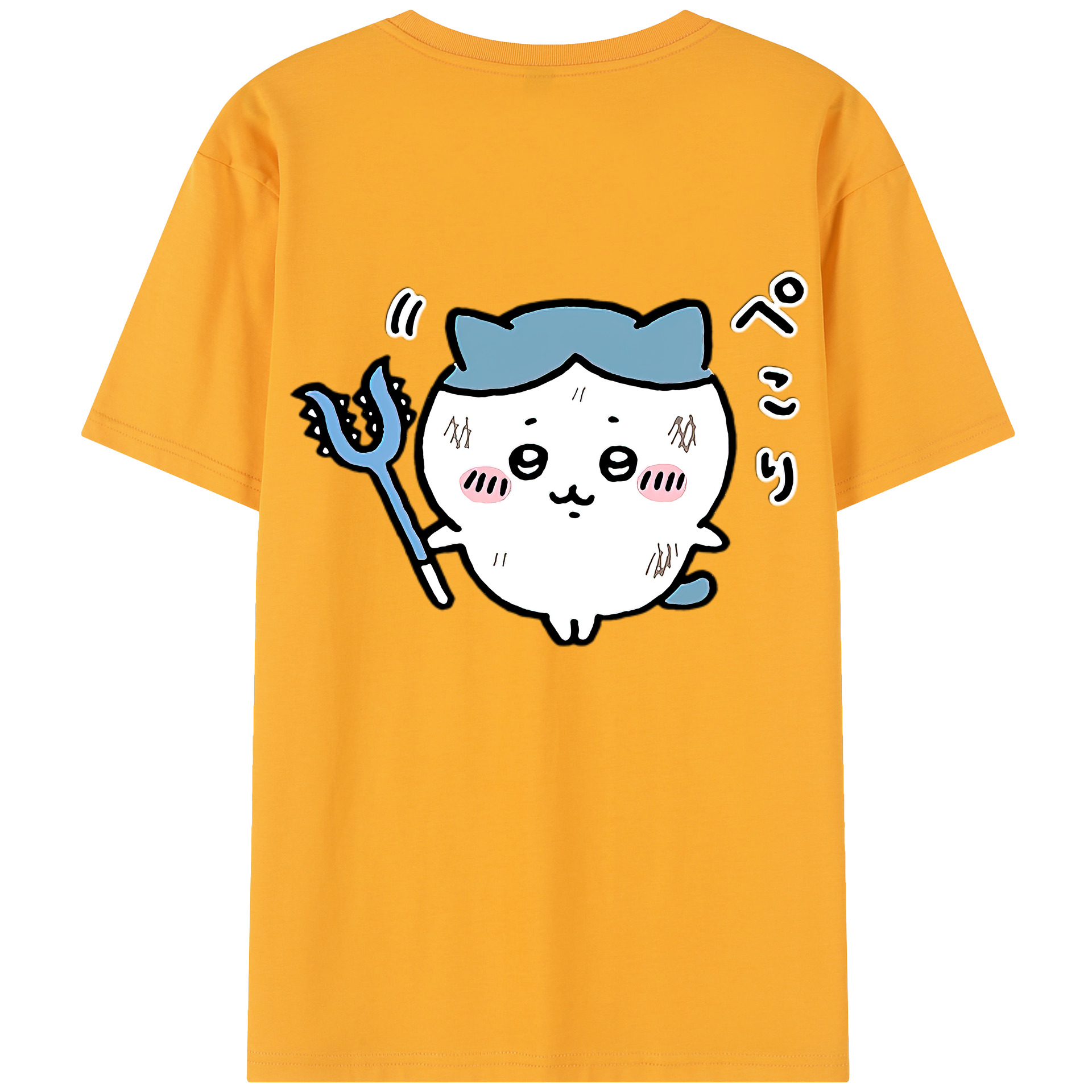 （画像用） ちいかわ ハチワレ Chii-kawa hachiware 綿100％半袖Tシャツ（背面プリント）