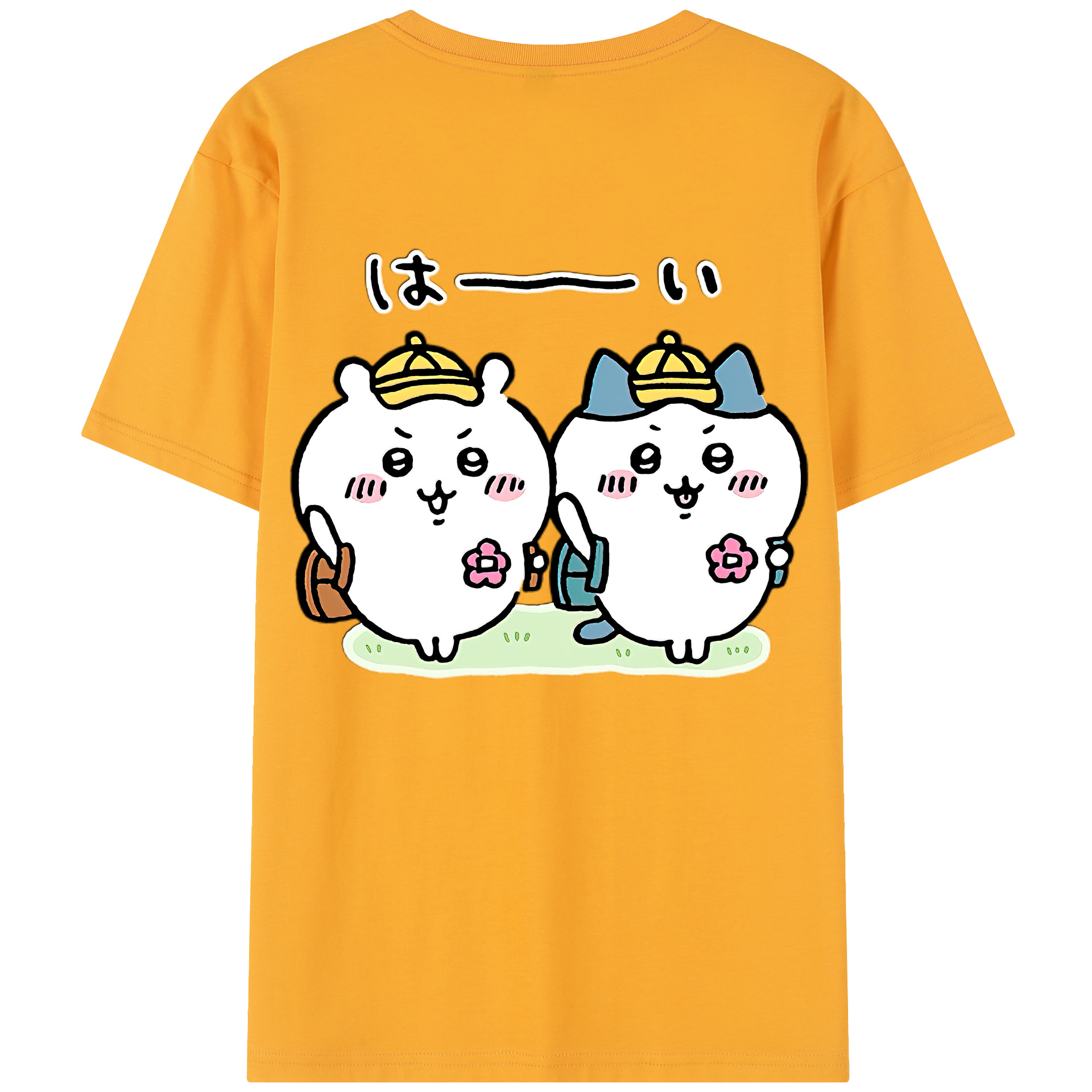 （画像用） ちいかわ ハチワレ Chii-kawa hachiware 綿100％半袖Tシャツ（背面プリント）