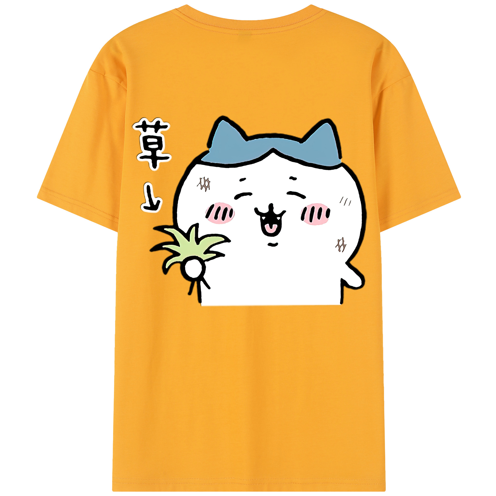 （画像用） ちいかわ ハチワレ Chii-kawa hachiware 綿100％半袖Tシャツ（背面プリント）