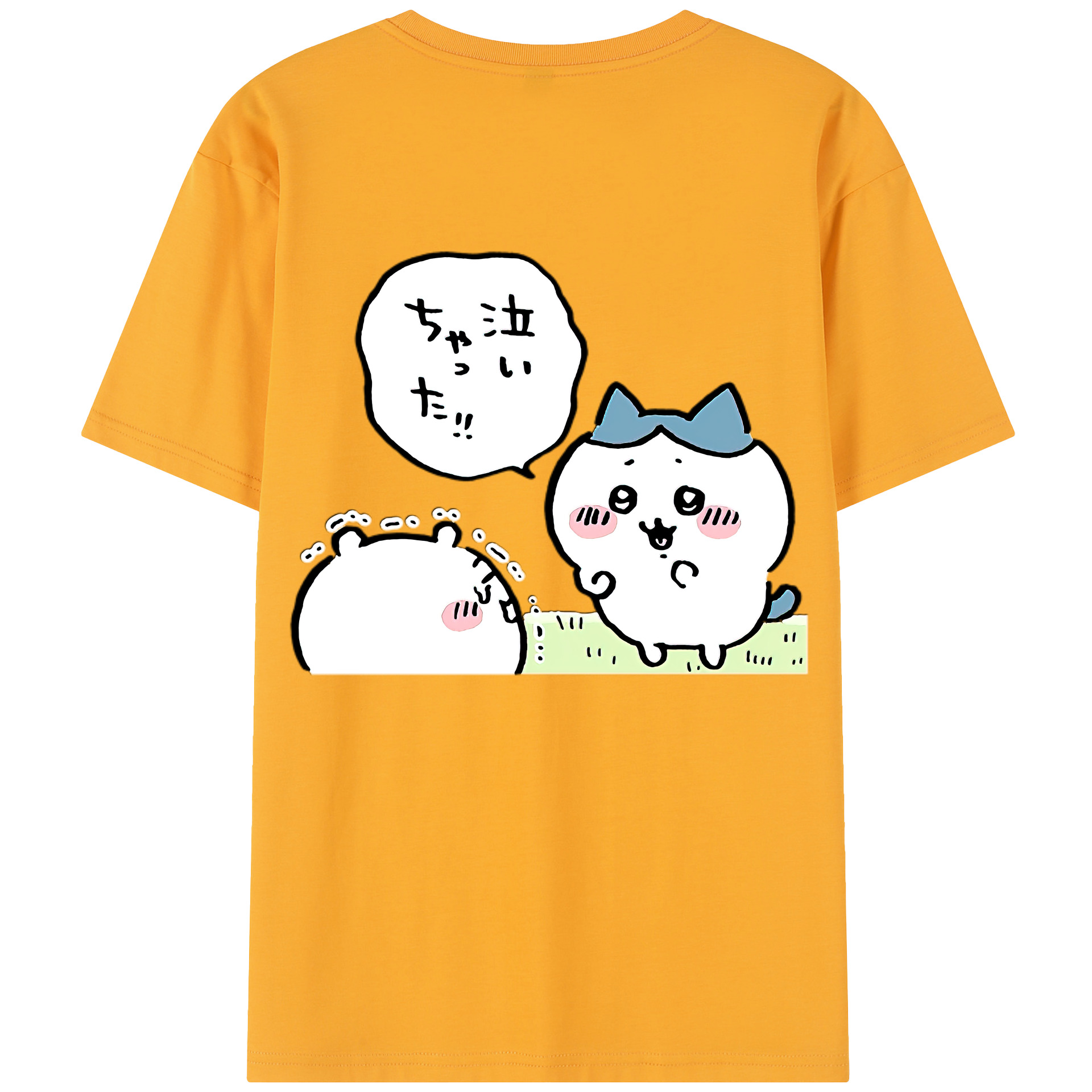（画像用） ちいかわ ハチワレ Chii-kawa hachiware 綿100％半袖Tシャツ（背面プリント）
