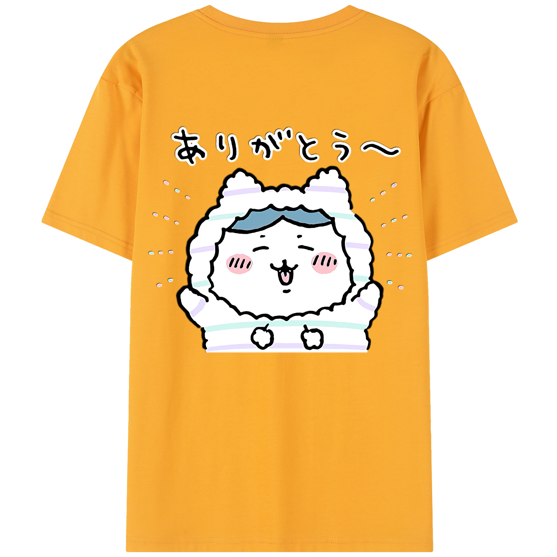 （画像用） ちいかわ ハチワレ Chii-kawa hachiware 綿100％半袖Tシャツ（背面プリント）
