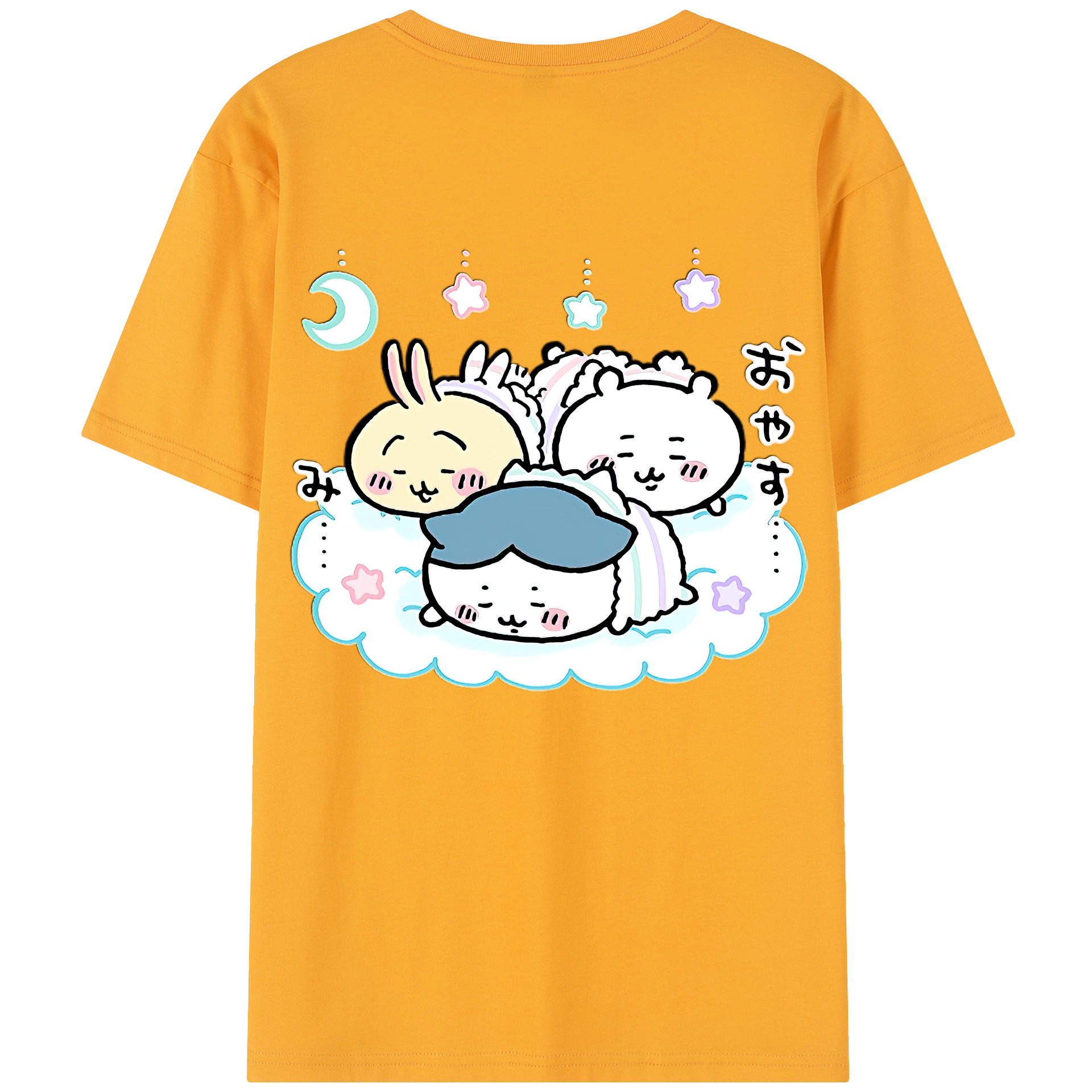 （画像用） ちいかわ ハチワレ Chii-kawa hachiware 綿100％半袖Tシャツ（背面プリント）