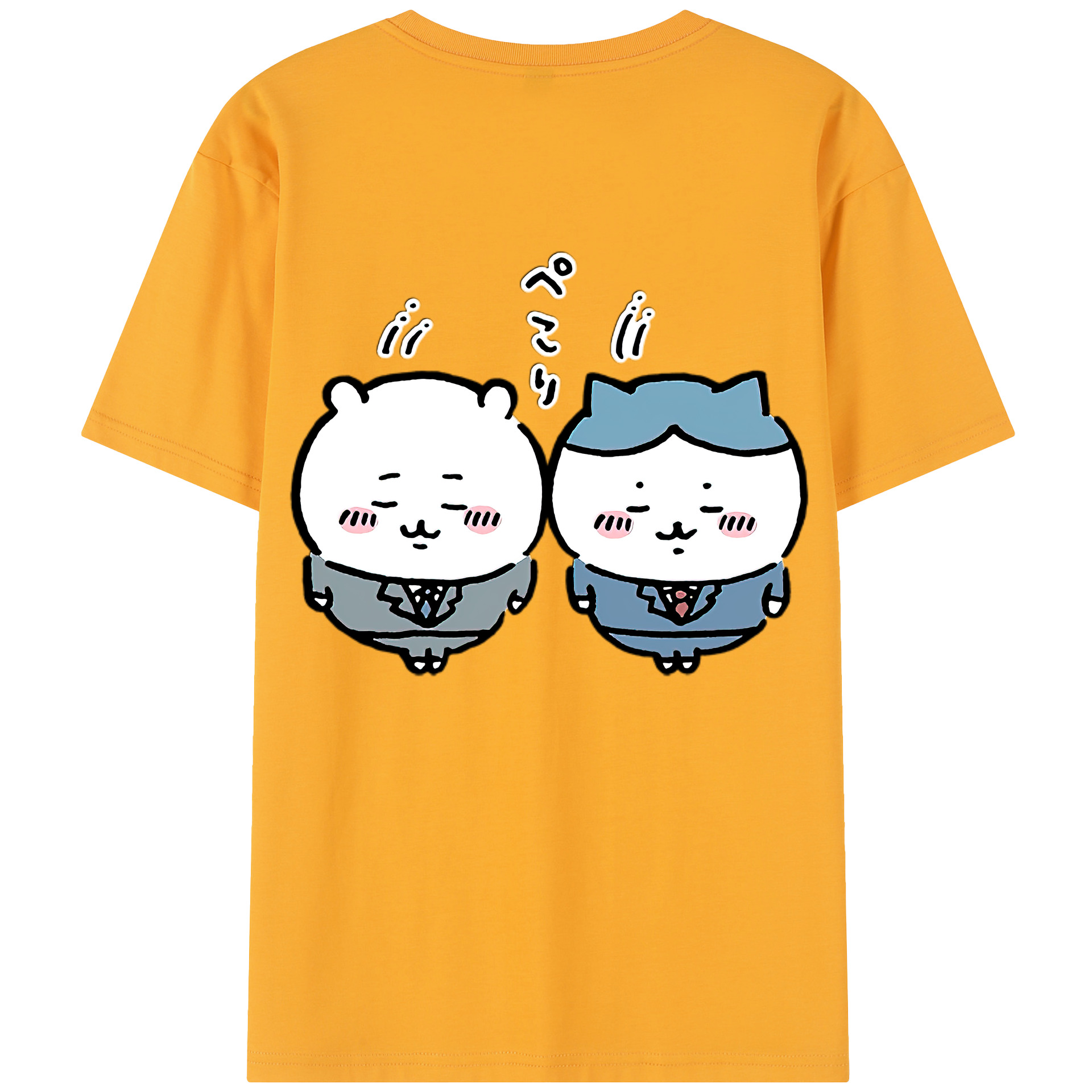 （画像用） ちいかわ ハチワレ Chii-kawa hachiware 綿100％半袖Tシャツ（背面プリント）