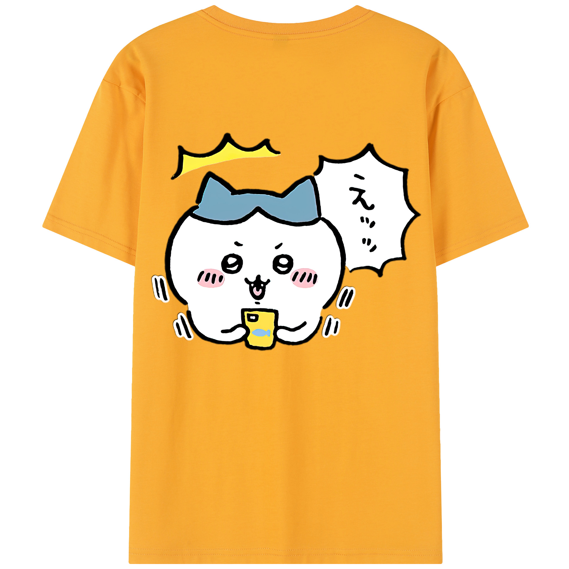 （画像用） ちいかわ ハチワレ Chii-kawa hachiware 綿100％半袖Tシャツ（背面プリント）