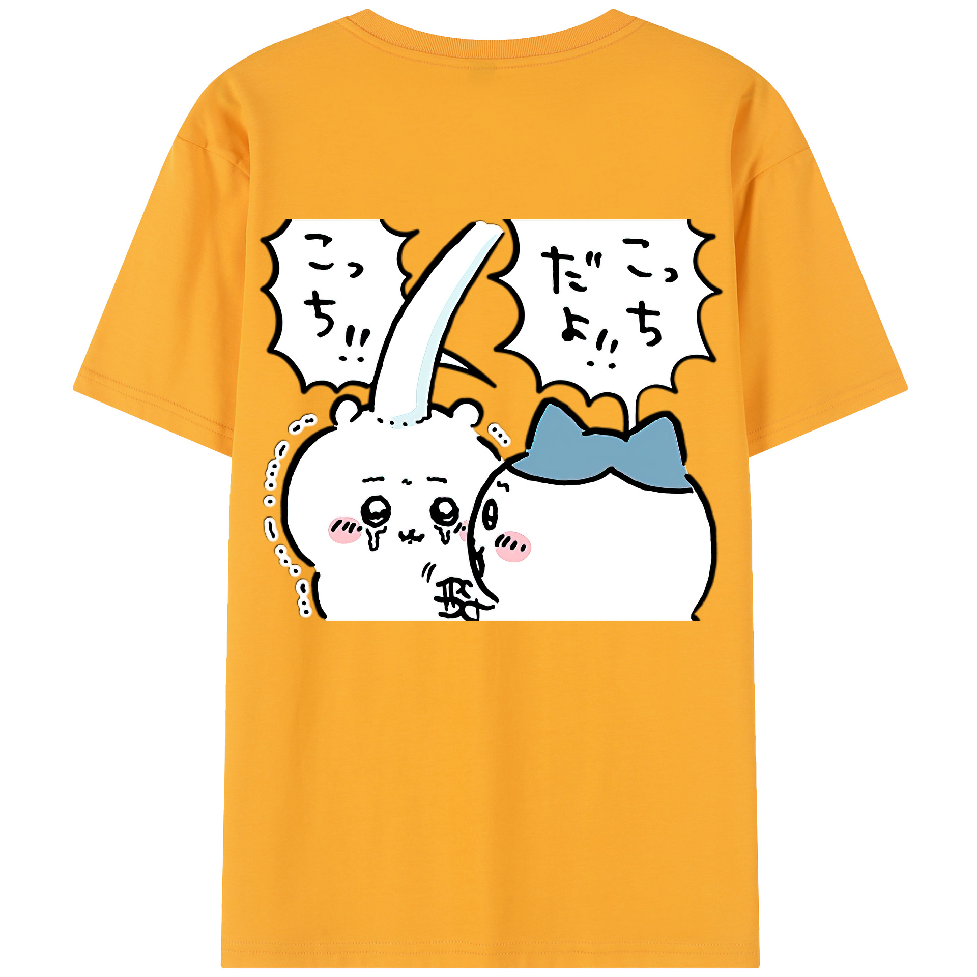 （画像用） ちいかわ ハチワレ Chii-kawa hachiware 綿100％半袖Tシャツ（背面プリント）