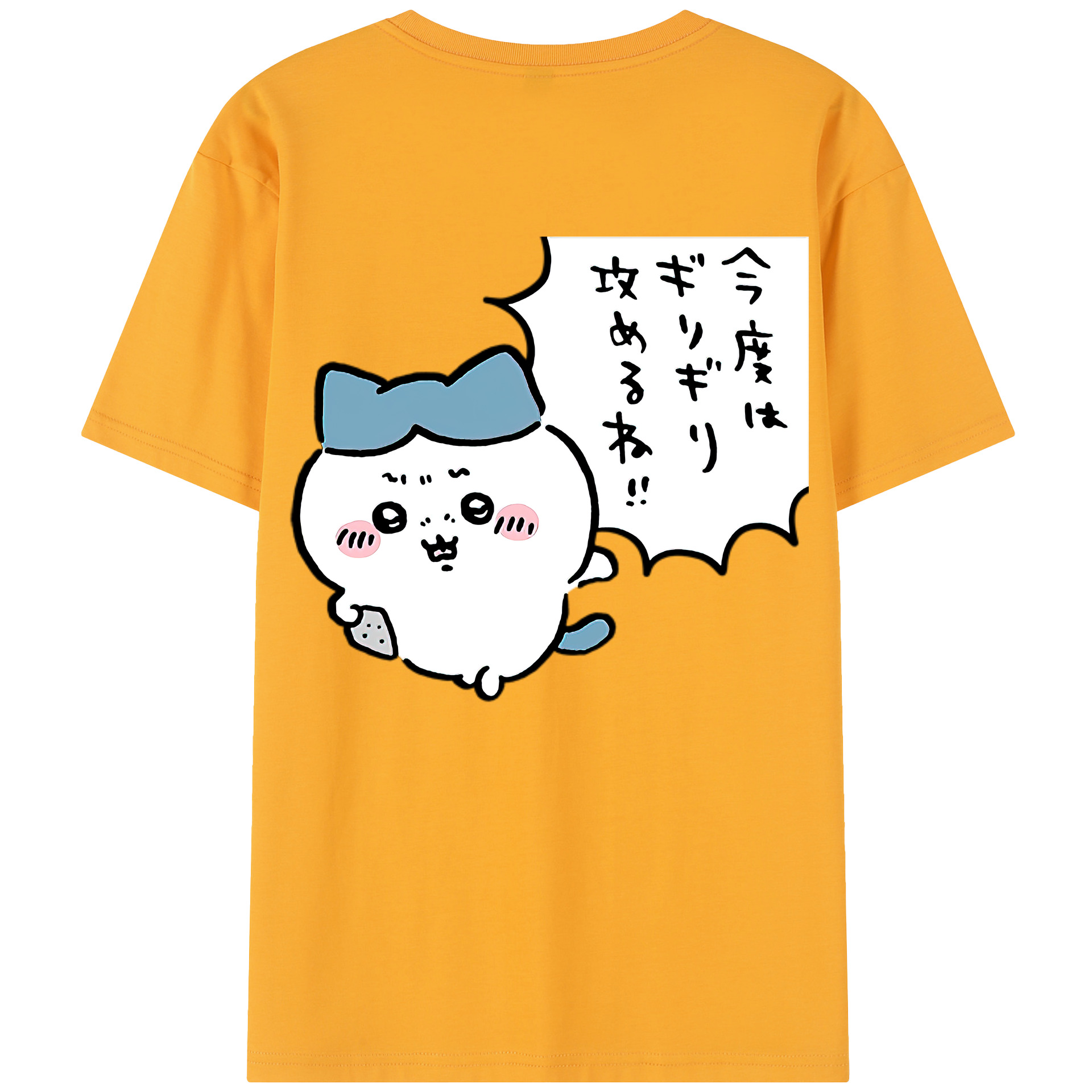 （画像用） ちいかわ ハチワレ Chii-kawa hachiware 綿100％半袖Tシャツ（背面プリント）