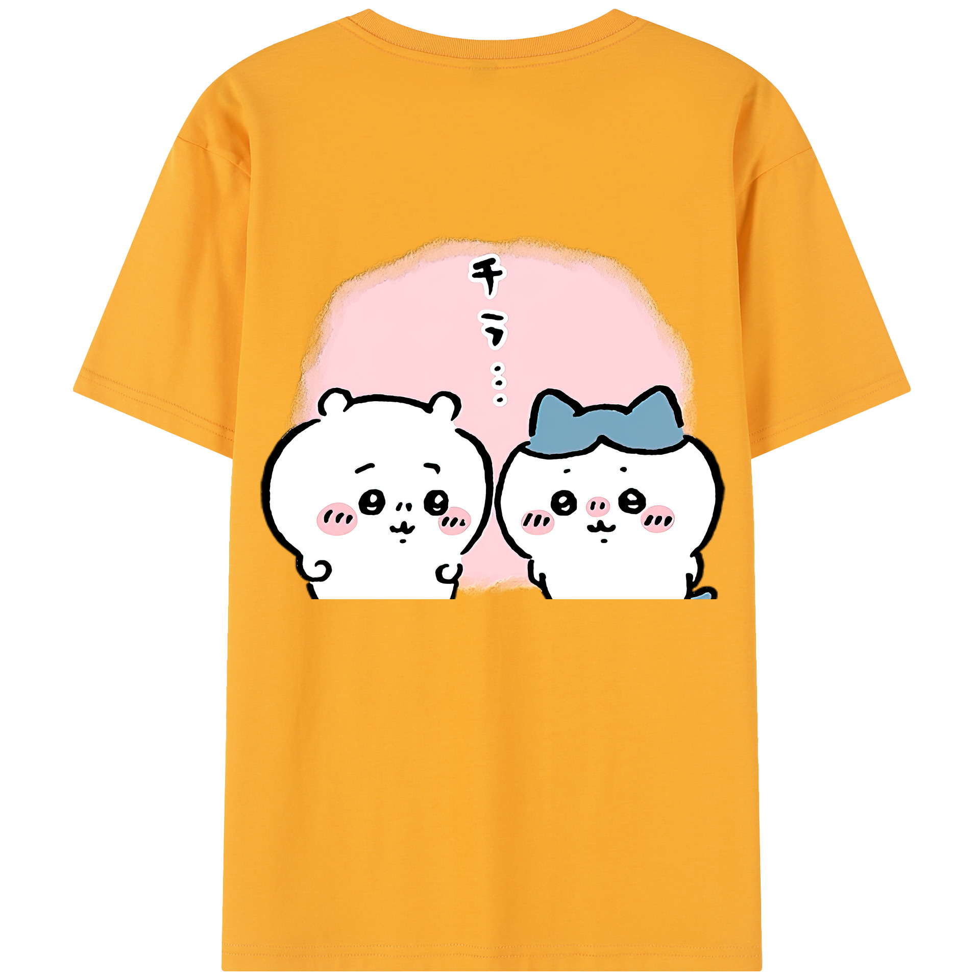 （画像用） ちいかわ ハチワレ Chii-kawa hachiware 綿100％半袖Tシャツ（背面プリント）