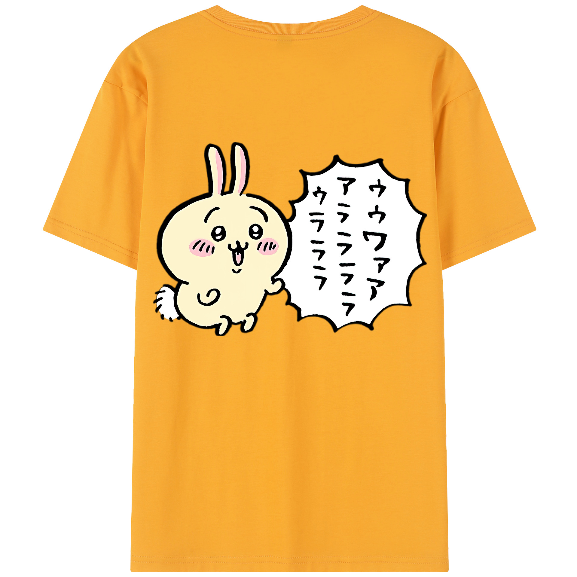（画像用） ちいかわ うさぎ Chii-kawa usagi 綿100％半袖Tシャツ（背面プリント）