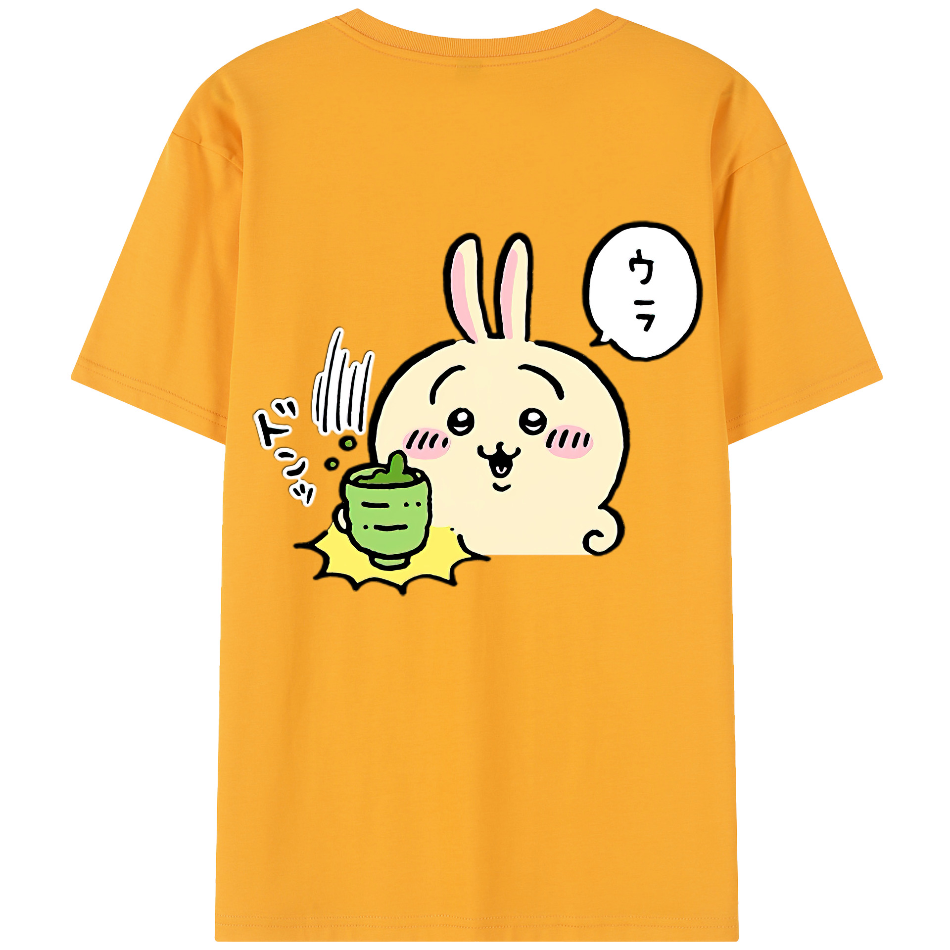 （画像用） ちいかわ うさぎ Chii-kawa usagi 綿100％半袖Tシャツ（背面プリント）