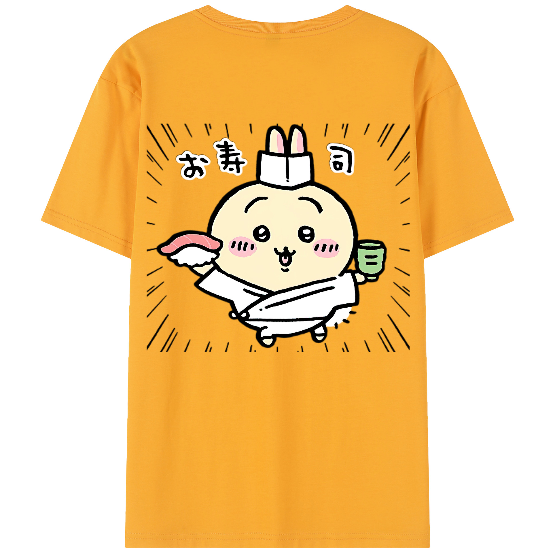 （画像用） ちいかわ うさぎ Chii-kawa usagi 綿100％半袖Tシャツ（背面プリント）