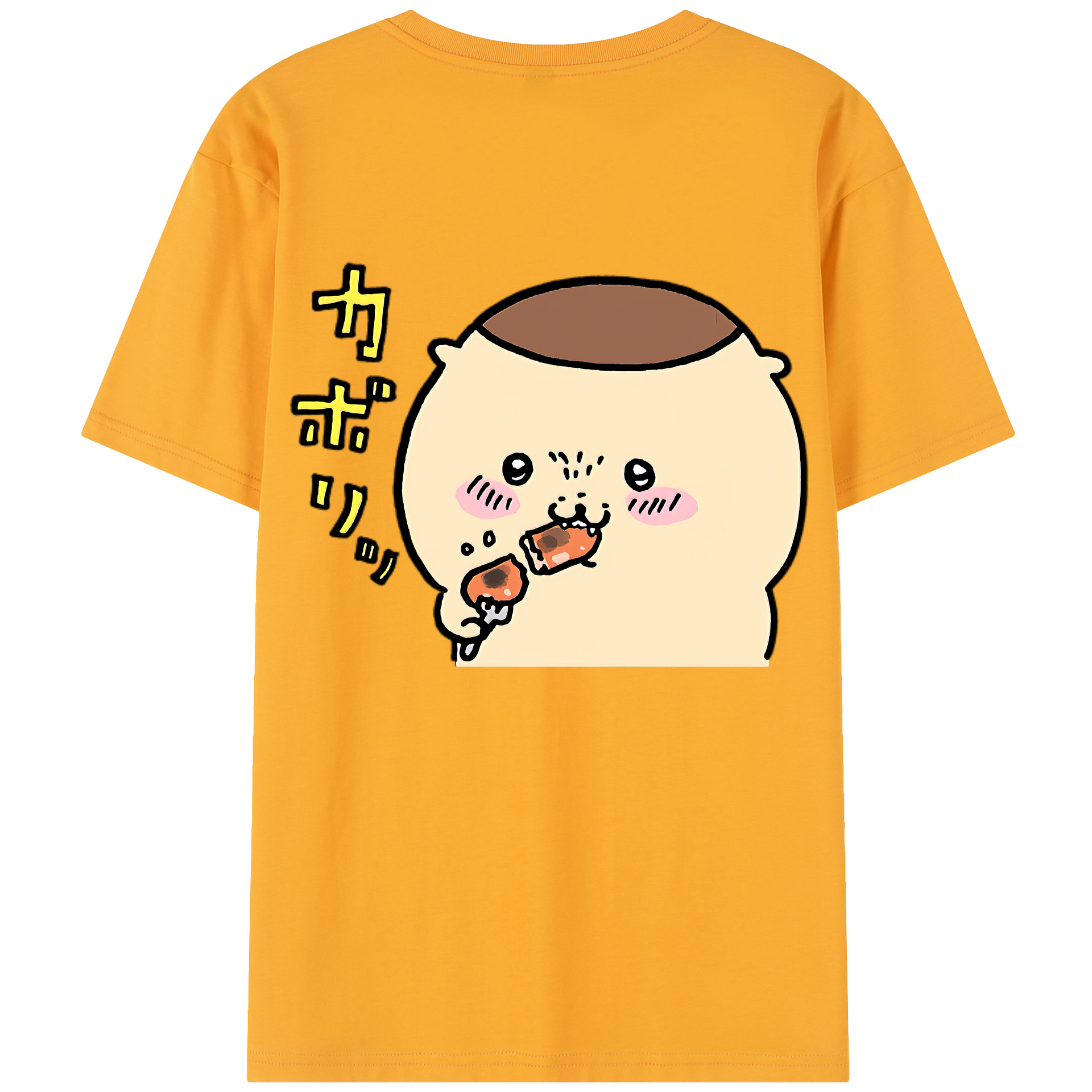 （画像用） ちいかわ くりまんじゅう Chii-kawa kuri manjū 綿100％半袖Tシャツ（背面プリント）