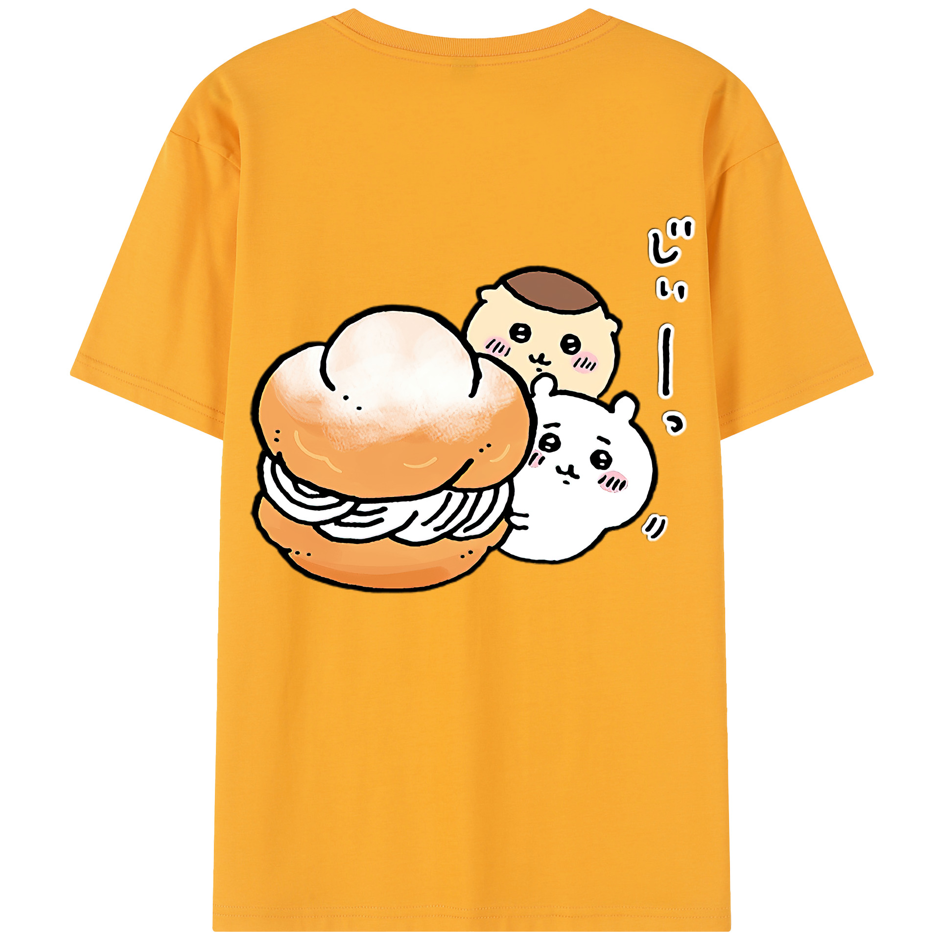 （画像用） ちいかわ くりまんじゅう Chii-kawa kuri manjū 綿100％半袖Tシャツ（背面プリント）
