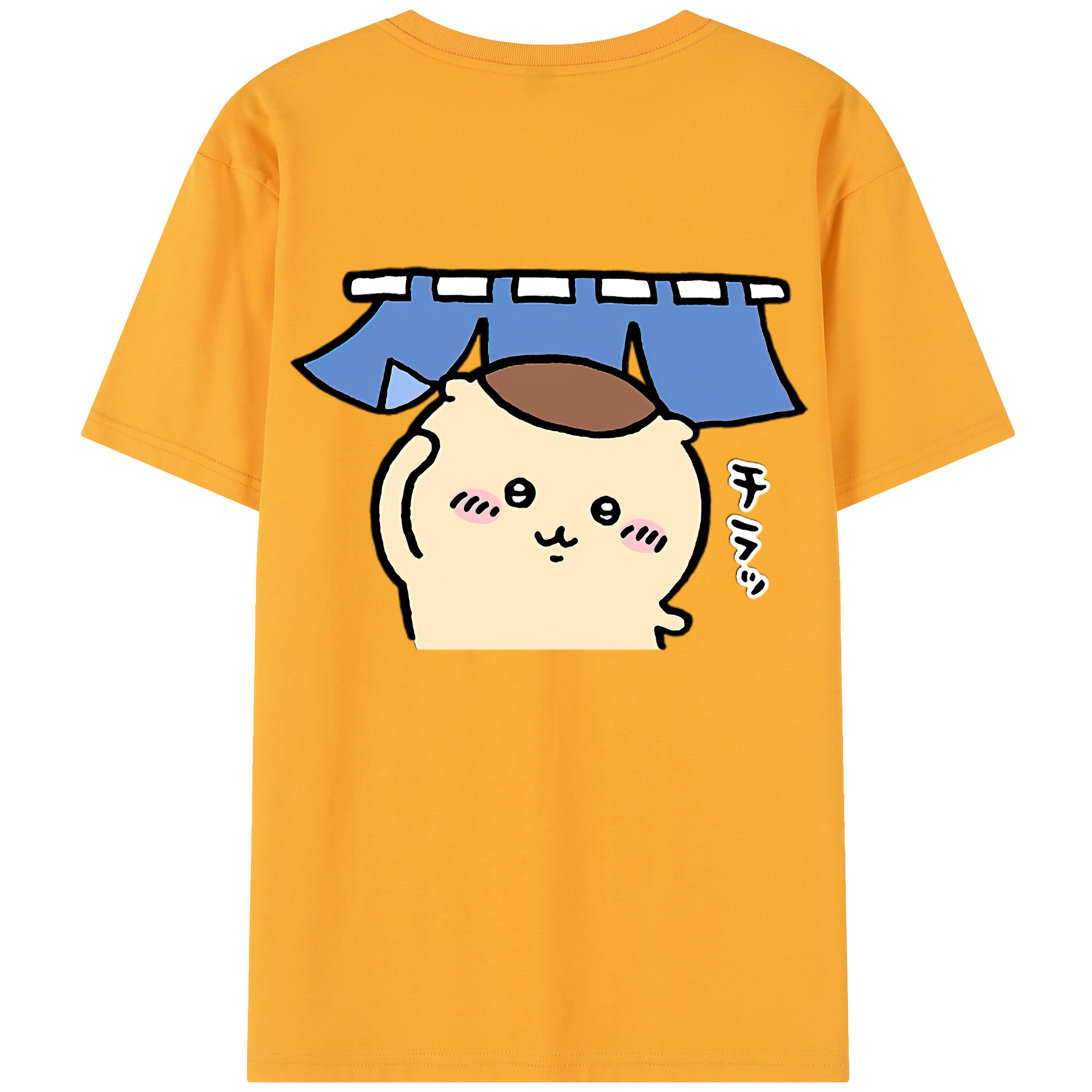 （画像用） ちいかわ くりまんじゅう Chii-kawa kuri manjū 綿100％半袖Tシャツ（背面プリント）