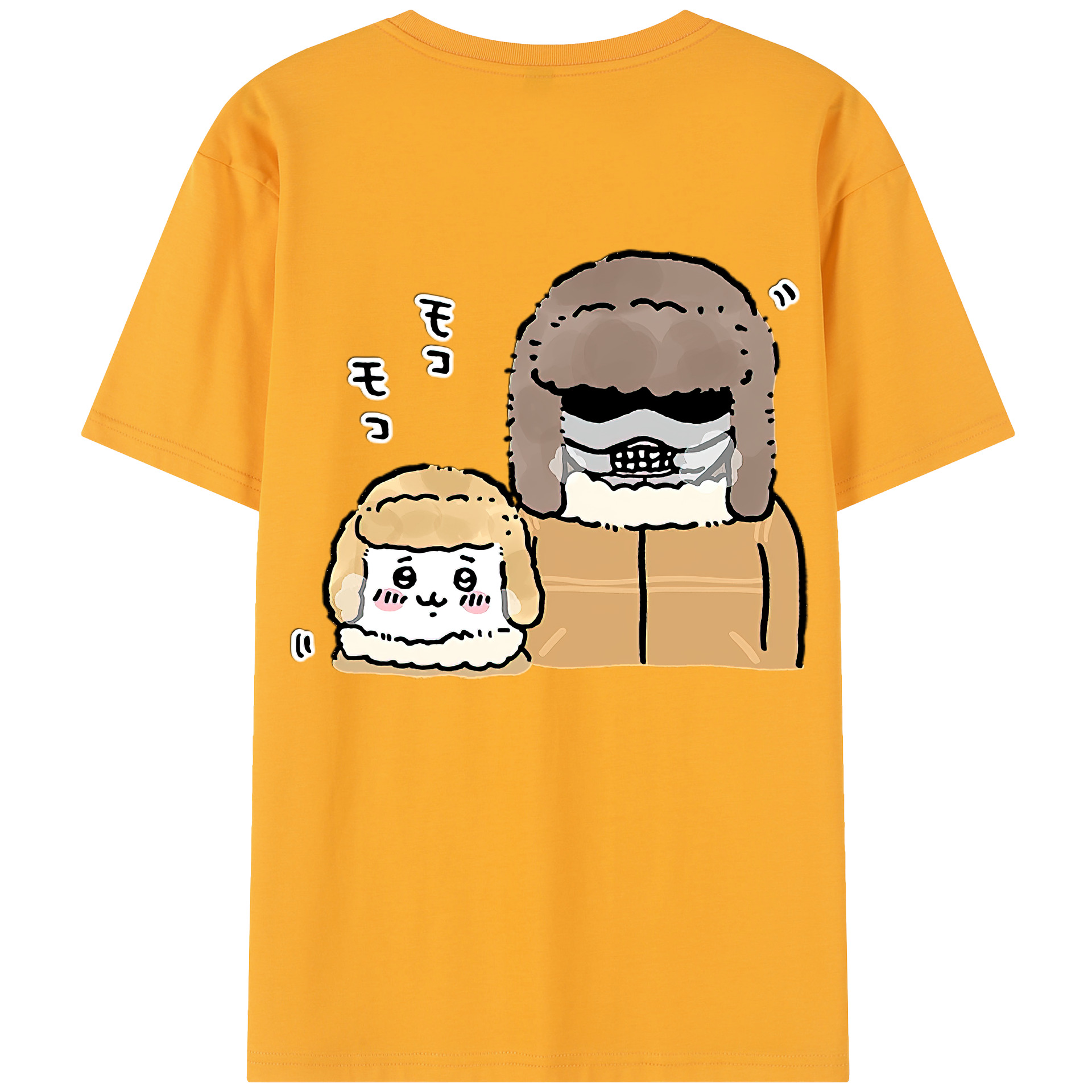 （画像用） ちいかわ 労働の鎧さん Chii-kawa Mr. Armor of Labor 綿100％半袖Tシャツ（背面プリント）
