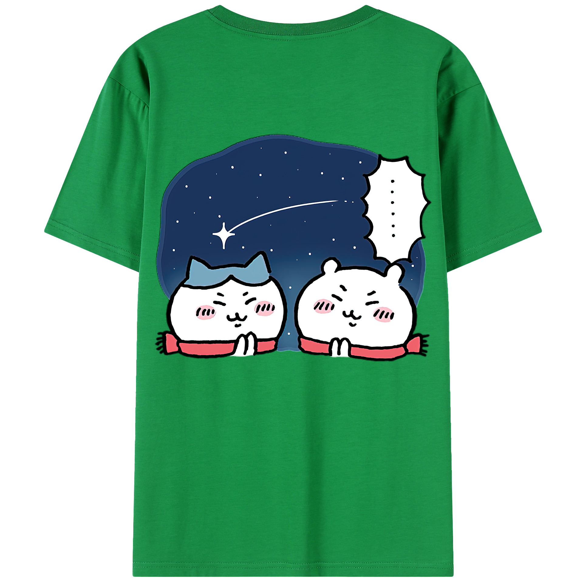 （画像用） ちいかわ ハチワレ Chii-kawa hachiware 綿100％半袖Tシャツ（背面プリント）