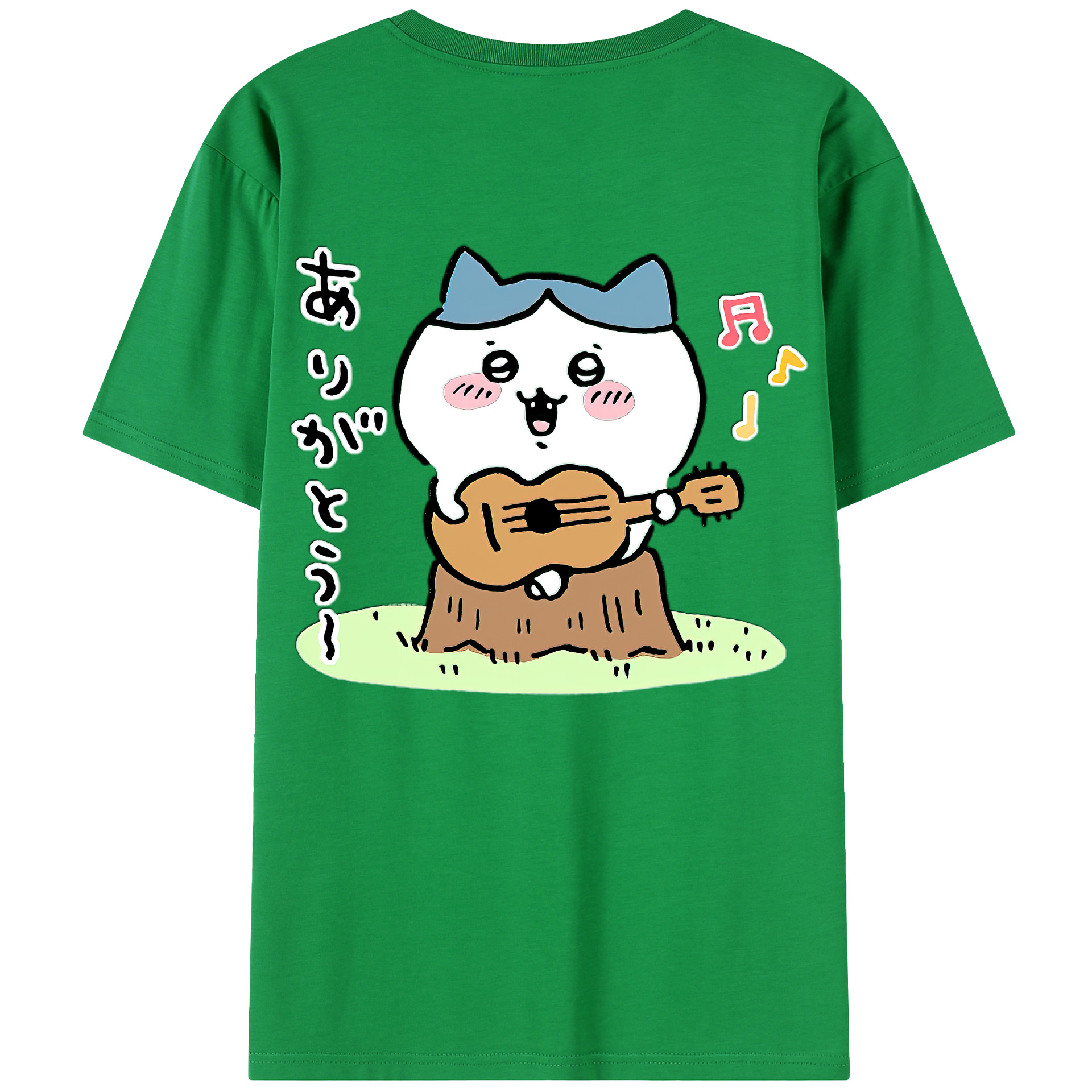 （画像用） ちいかわ ハチワレ Chii-kawa hachiware 綿100％半袖Tシャツ（背面プリント）
