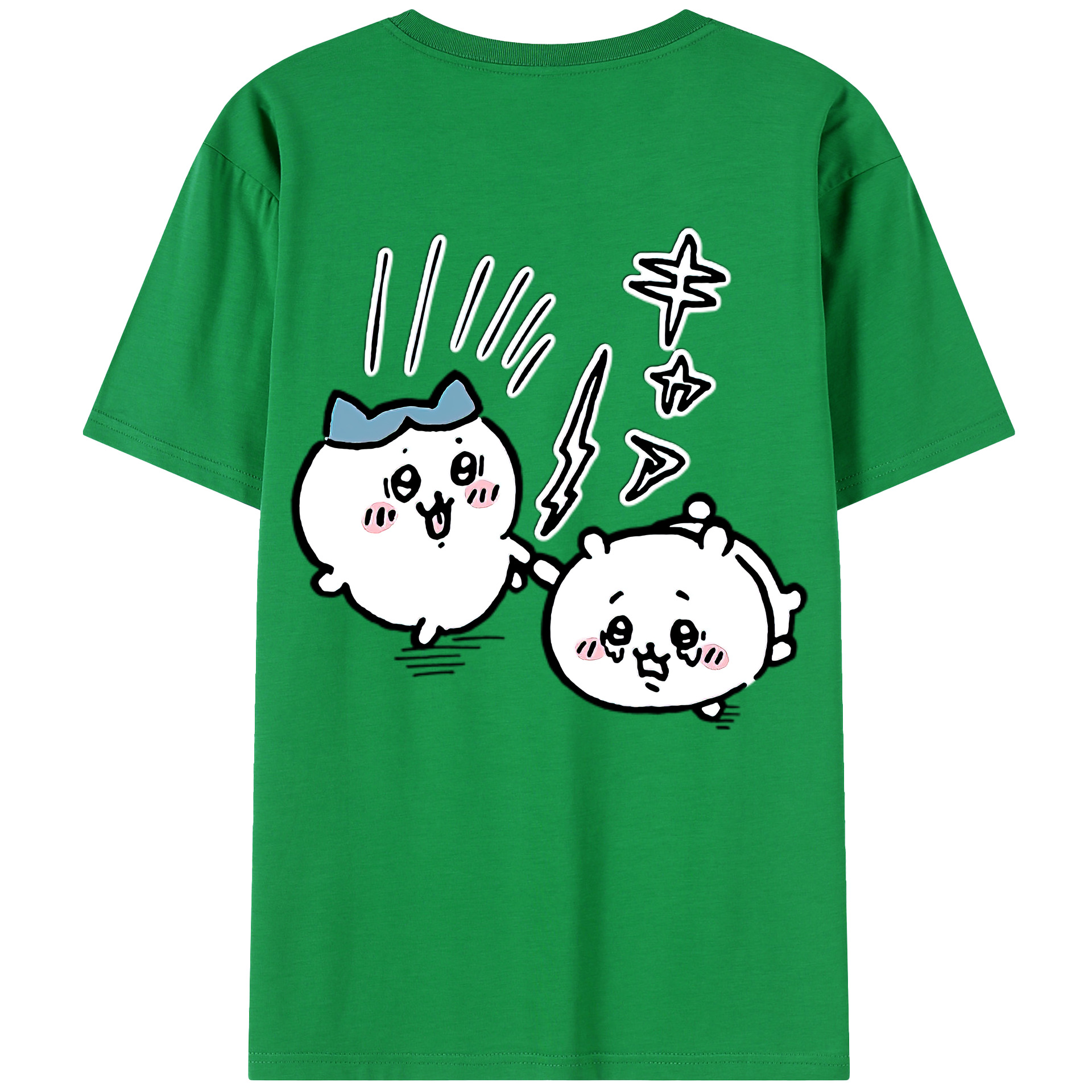 （画像用） ちいかわ ハチワレ Chii-kawa hachiware 綿100％半袖Tシャツ（背面プリント）