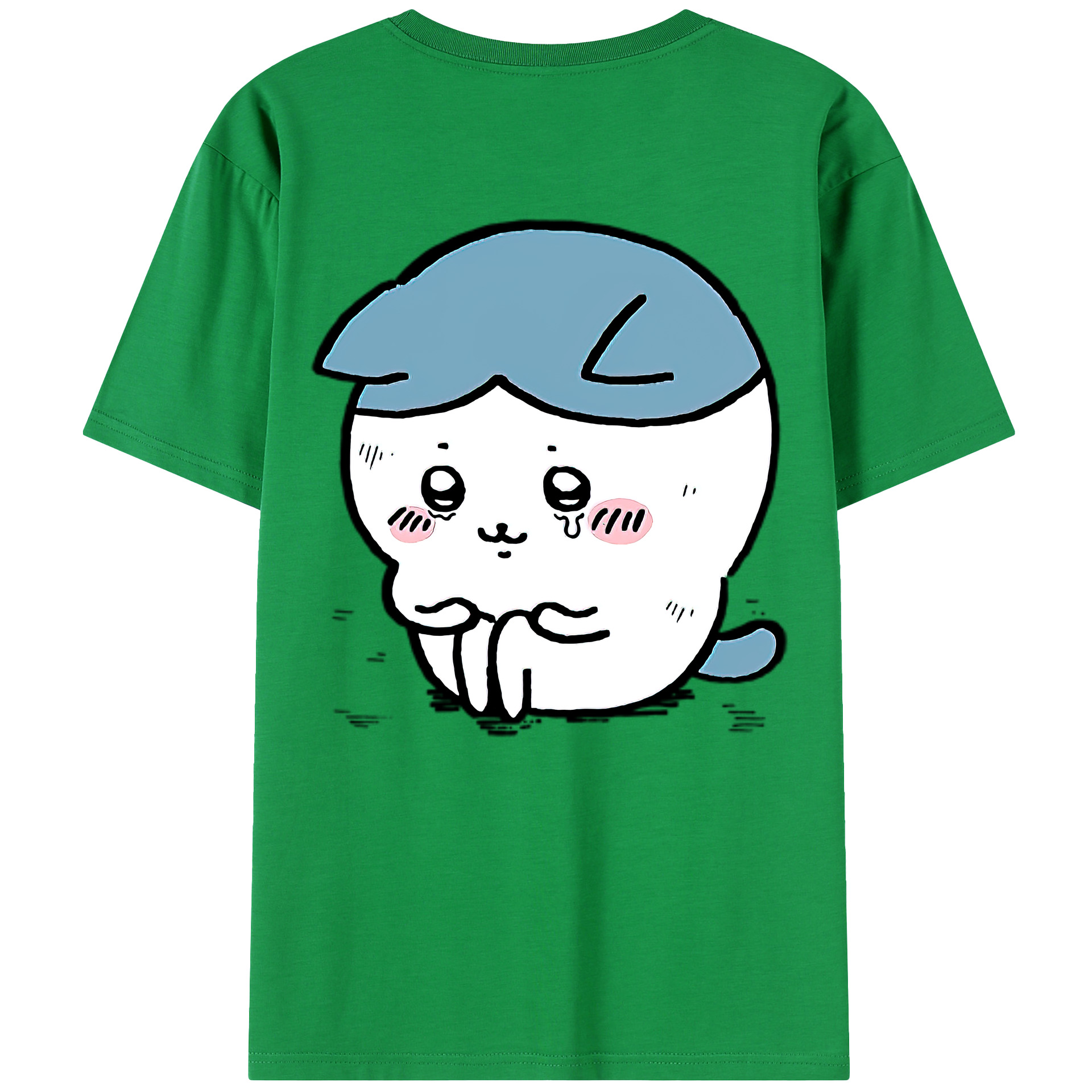 （画像用） ちいかわ ハチワレ Chii-kawa hachiware 綿100％半袖Tシャツ（背面プリント）