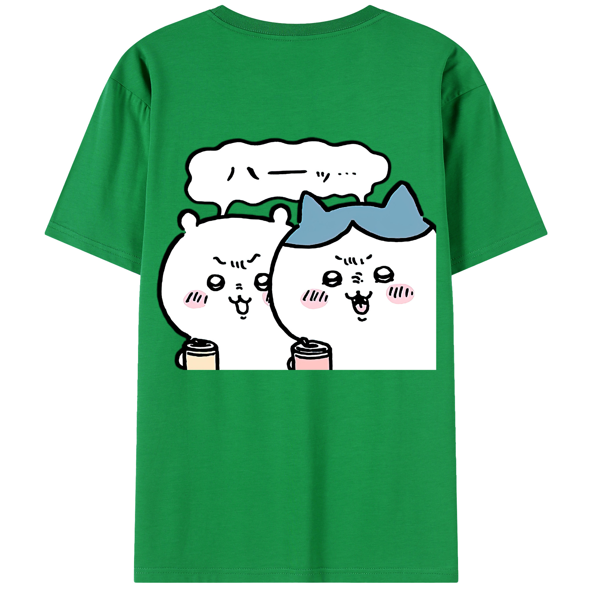 （画像用） ちいかわ ハチワレ Chii-kawa hachiware 綿100％半袖Tシャツ（背面プリント）