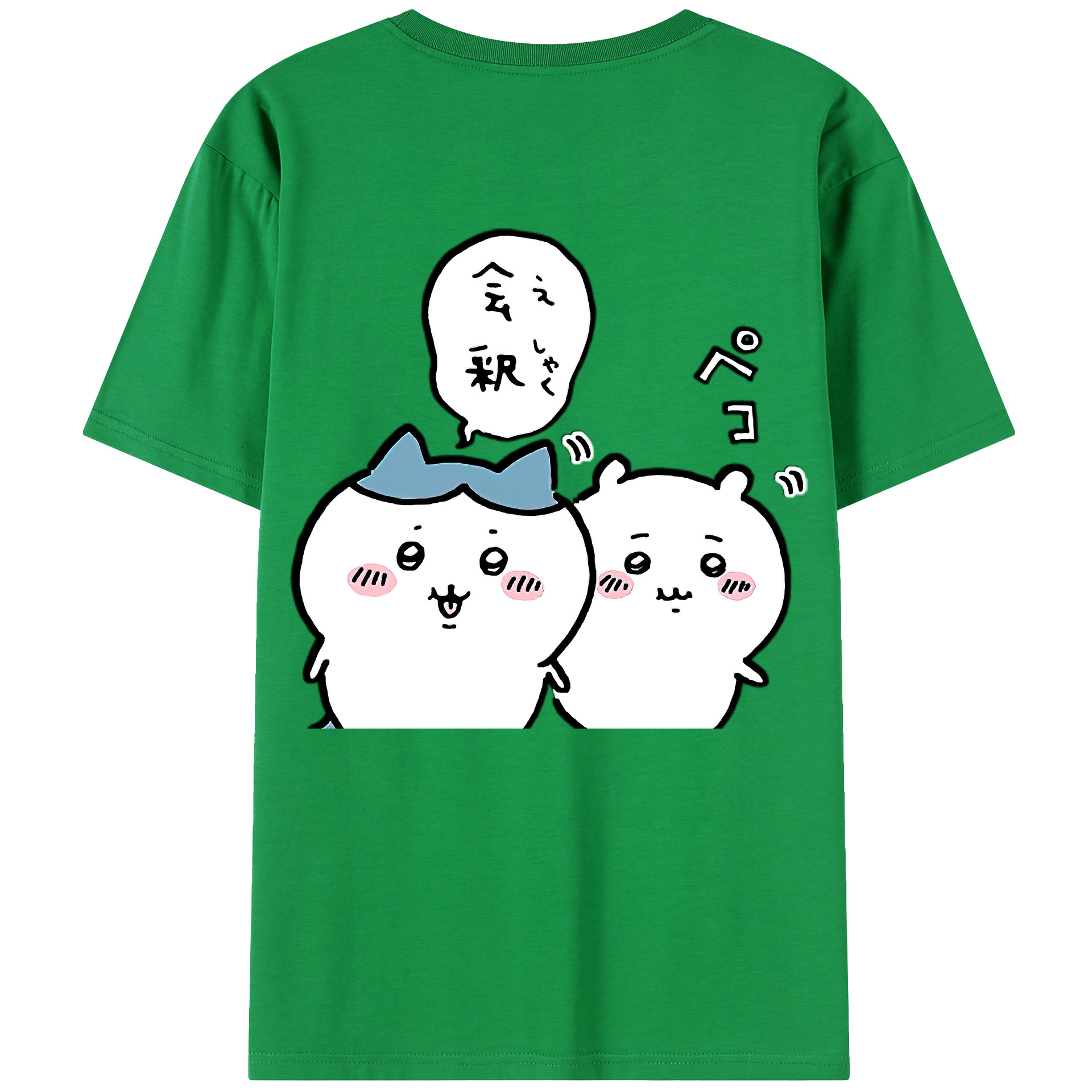 （画像用） ちいかわ ハチワレ Chii-kawa hachiware 綿100％半袖Tシャツ（背面プリント）