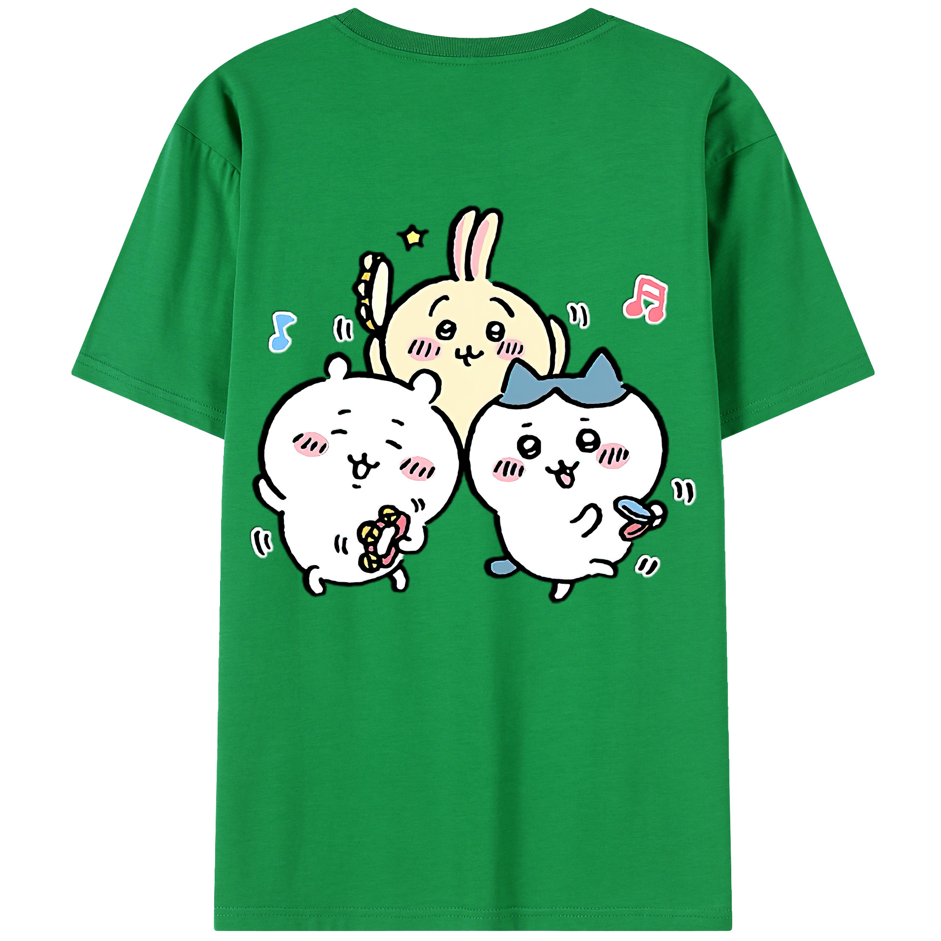 （画像用） ちいかわ ハチワレ Chii-kawa hachiware 綿100％半袖Tシャツ（背面プリント）