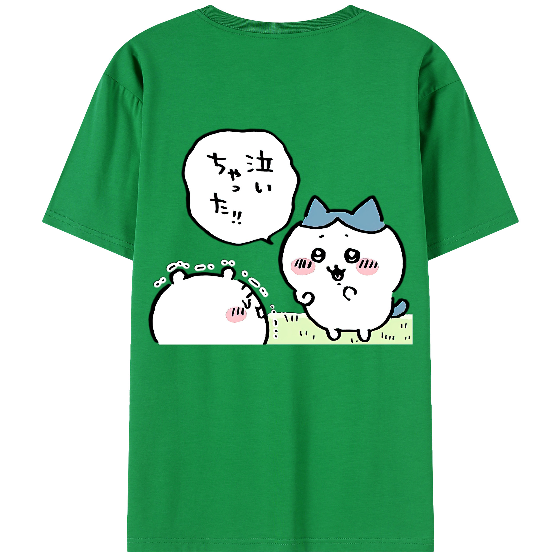 （画像用） ちいかわ ハチワレ Chii-kawa hachiware 綿100％半袖Tシャツ（背面プリント）