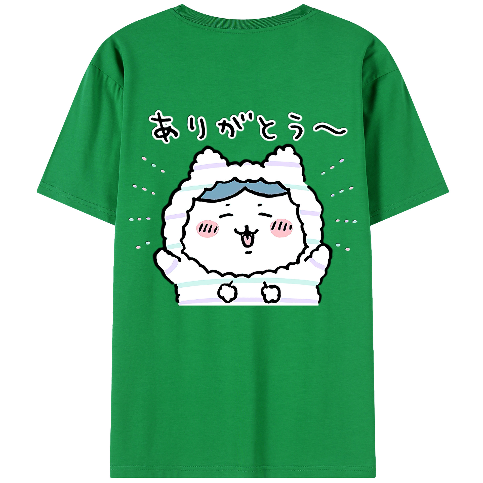 （画像用） ちいかわ ハチワレ Chii-kawa hachiware 綿100％半袖Tシャツ（背面プリント）