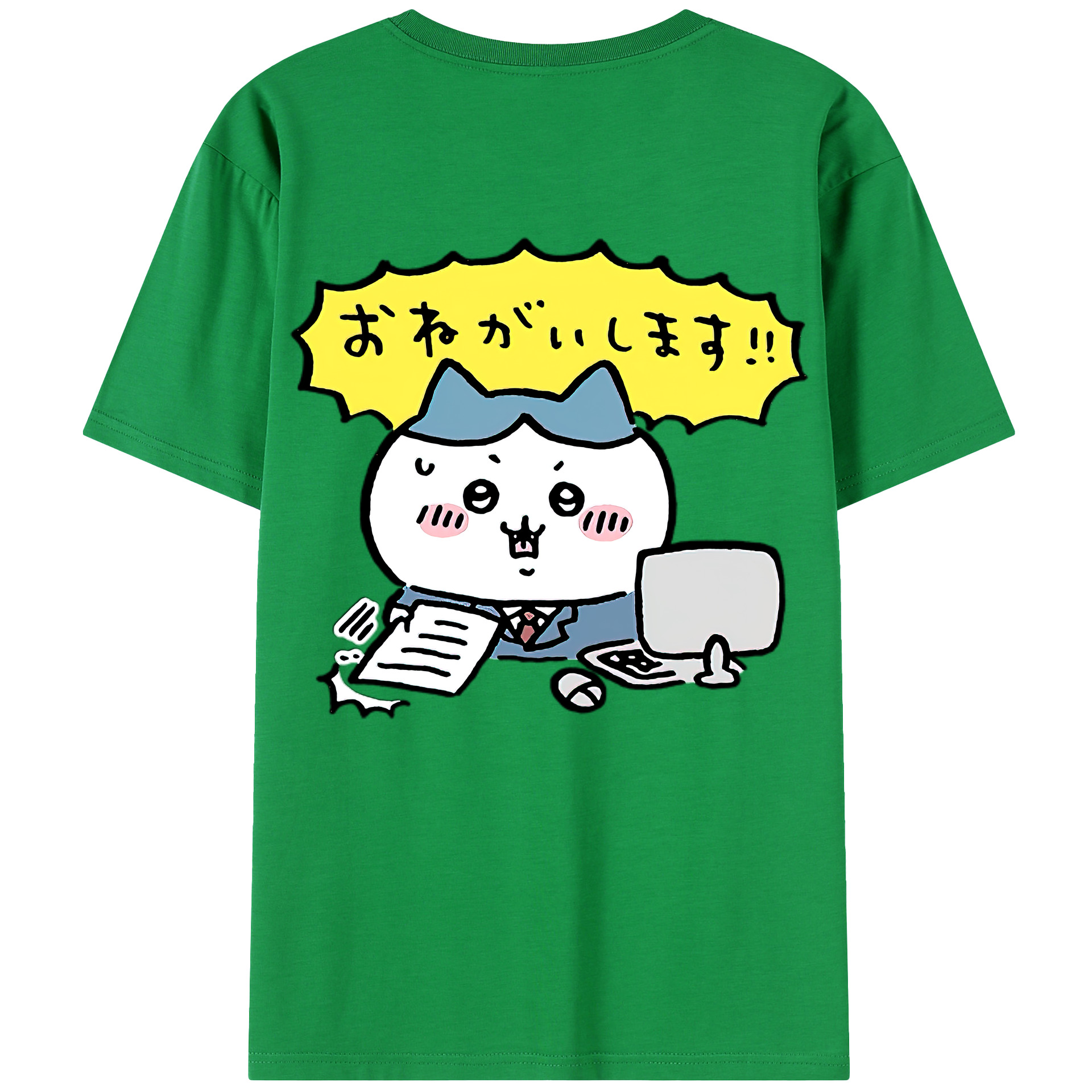 （画像用） ちいかわ ハチワレ Chii-kawa hachiware 綿100％半袖Tシャツ（背面プリント）