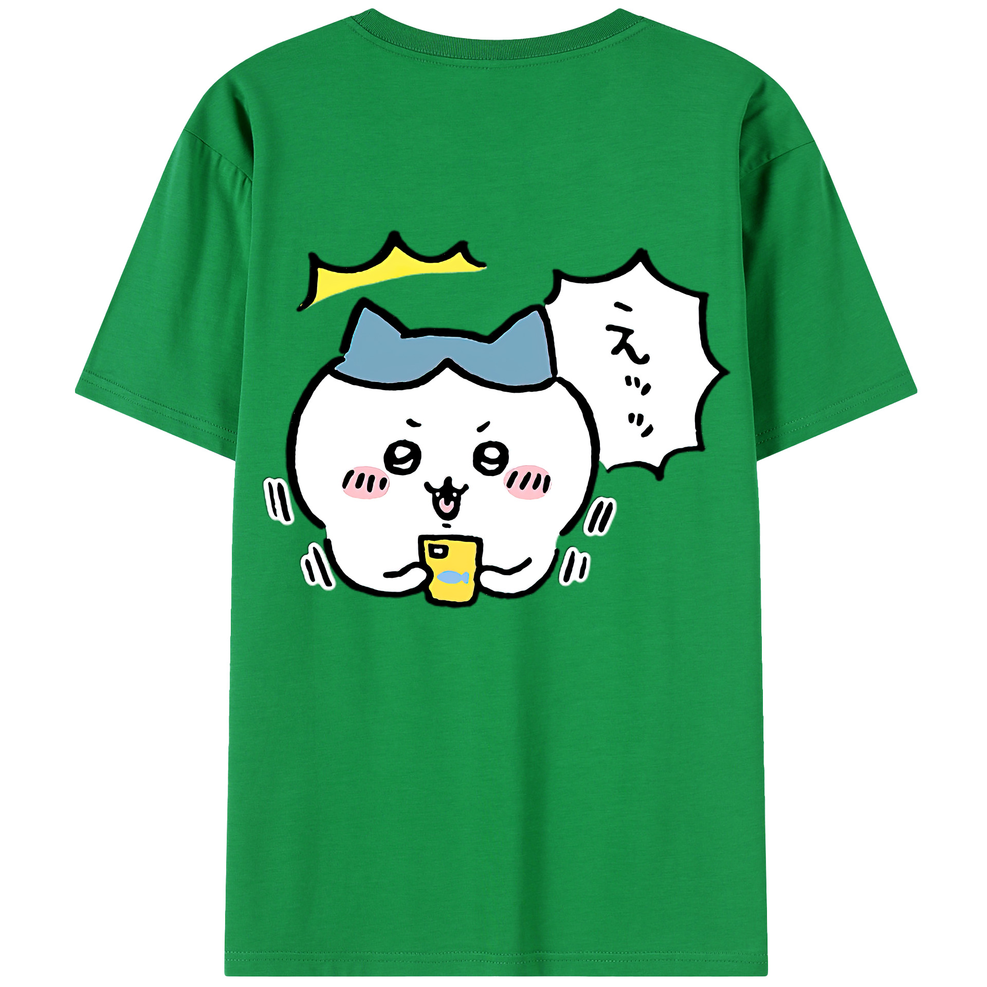 （画像用） ちいかわ ハチワレ Chii-kawa hachiware 綿100％半袖Tシャツ（背面プリント）