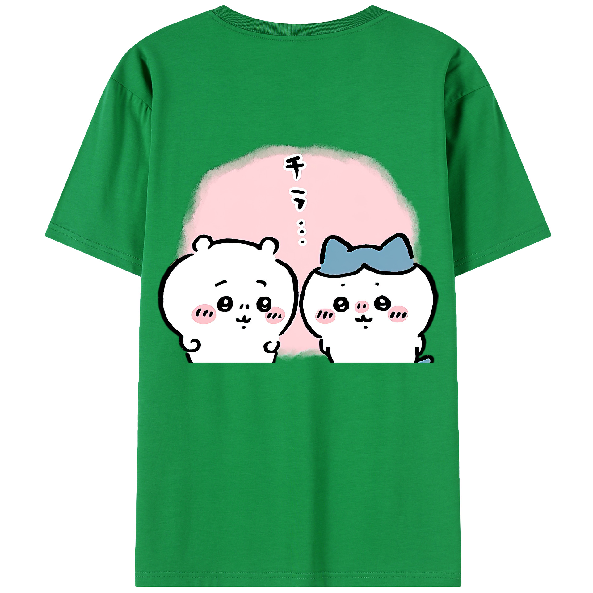 （画像用） ちいかわ ハチワレ Chii-kawa hachiware 綿100％半袖Tシャツ（背面プリント）