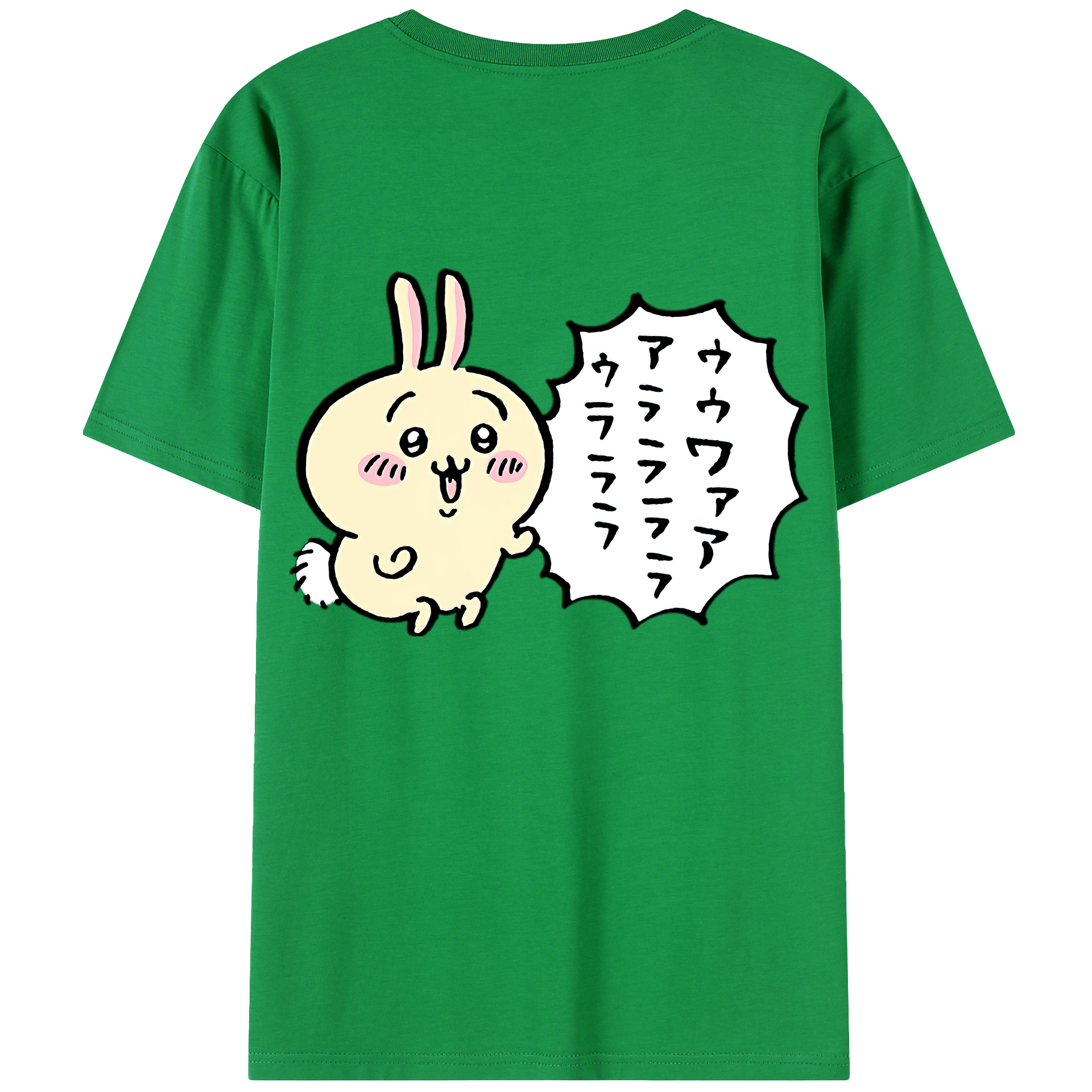 （画像用） ちいかわ うさぎ Chii-kawa usagi 綿100％半袖Tシャツ（背面プリント）