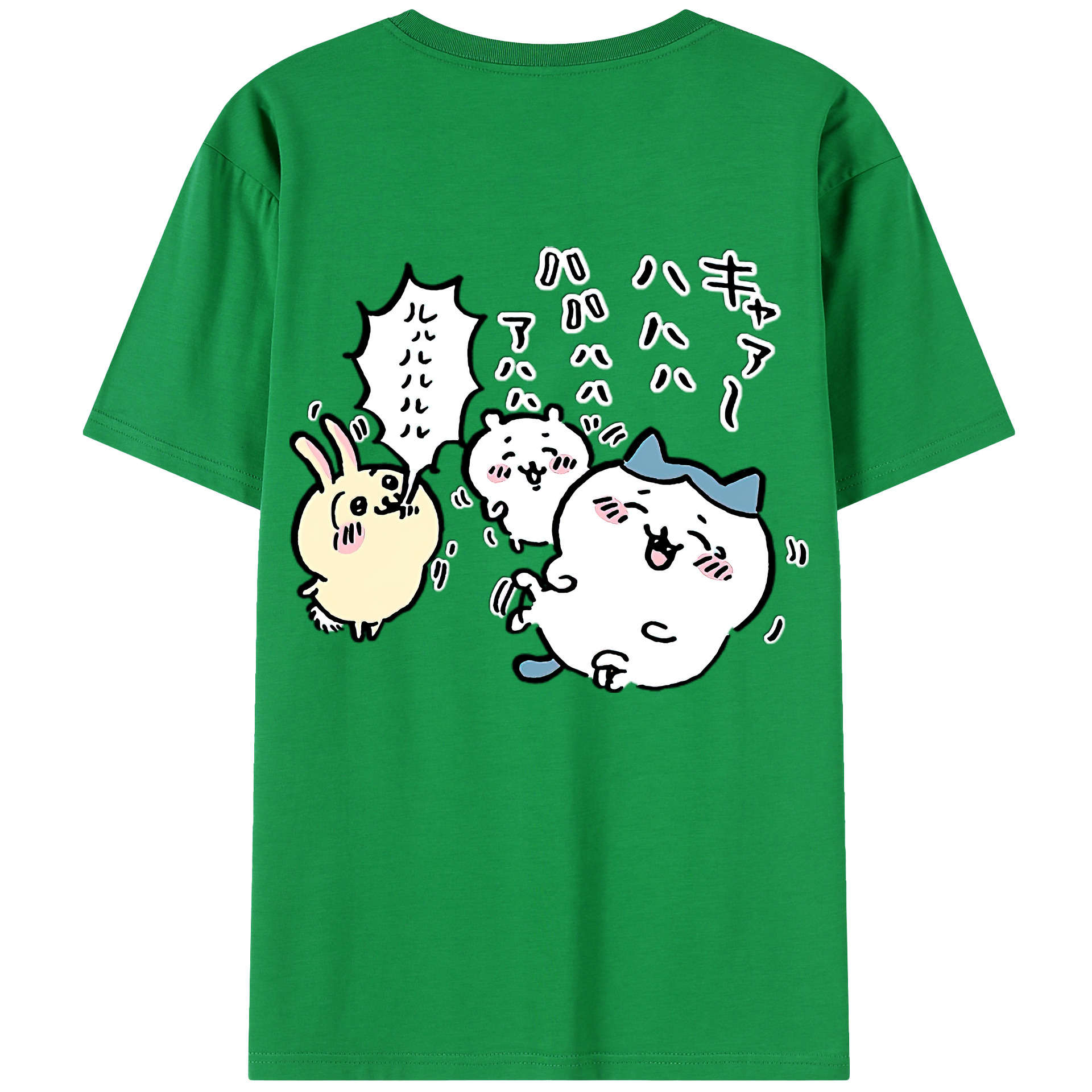 （画像用） ちいかわ うさぎ Chii-kawa usagi 綿100％半袖Tシャツ（背面プリント）