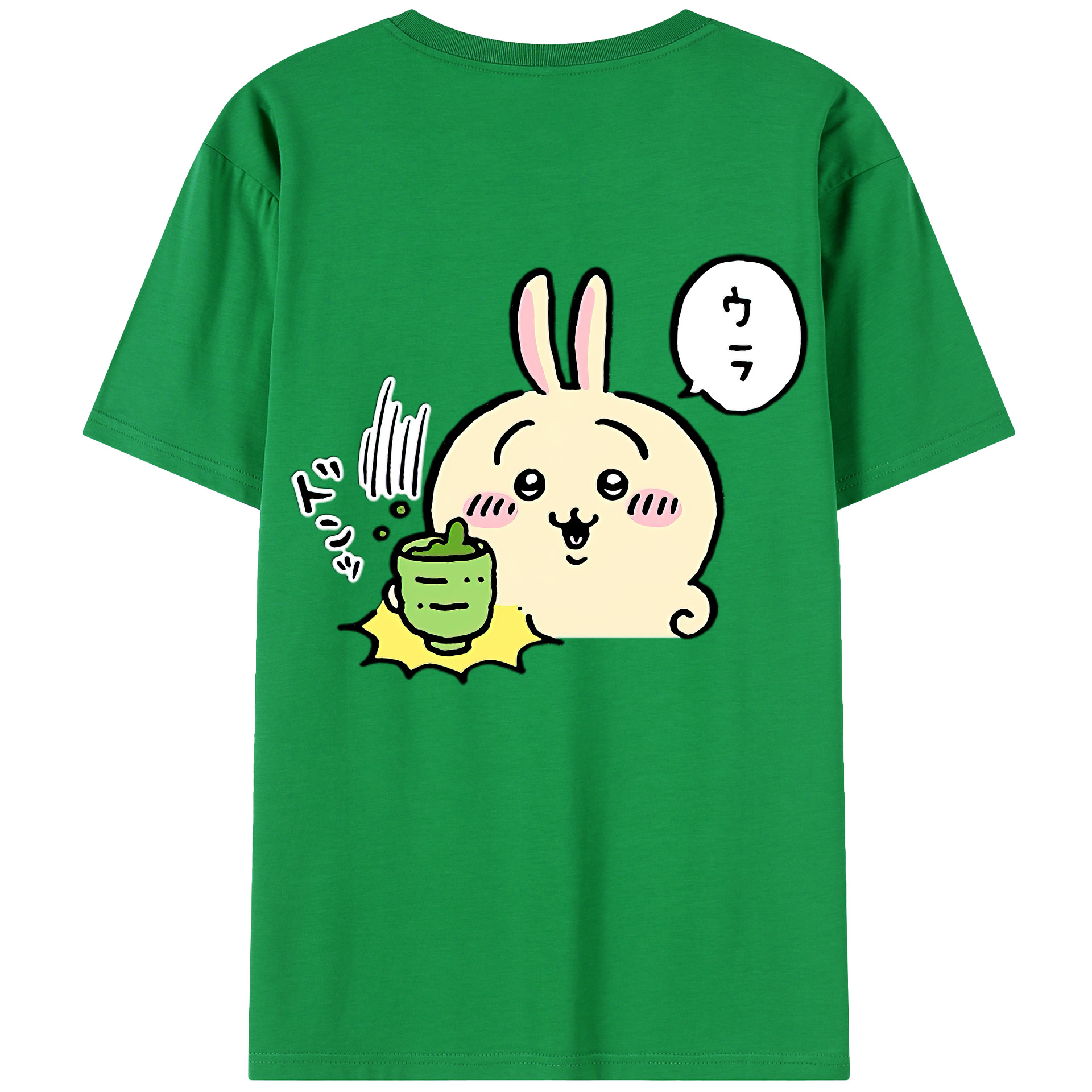 （画像用） ちいかわ うさぎ Chii-kawa usagi 綿100％半袖Tシャツ（背面プリント）