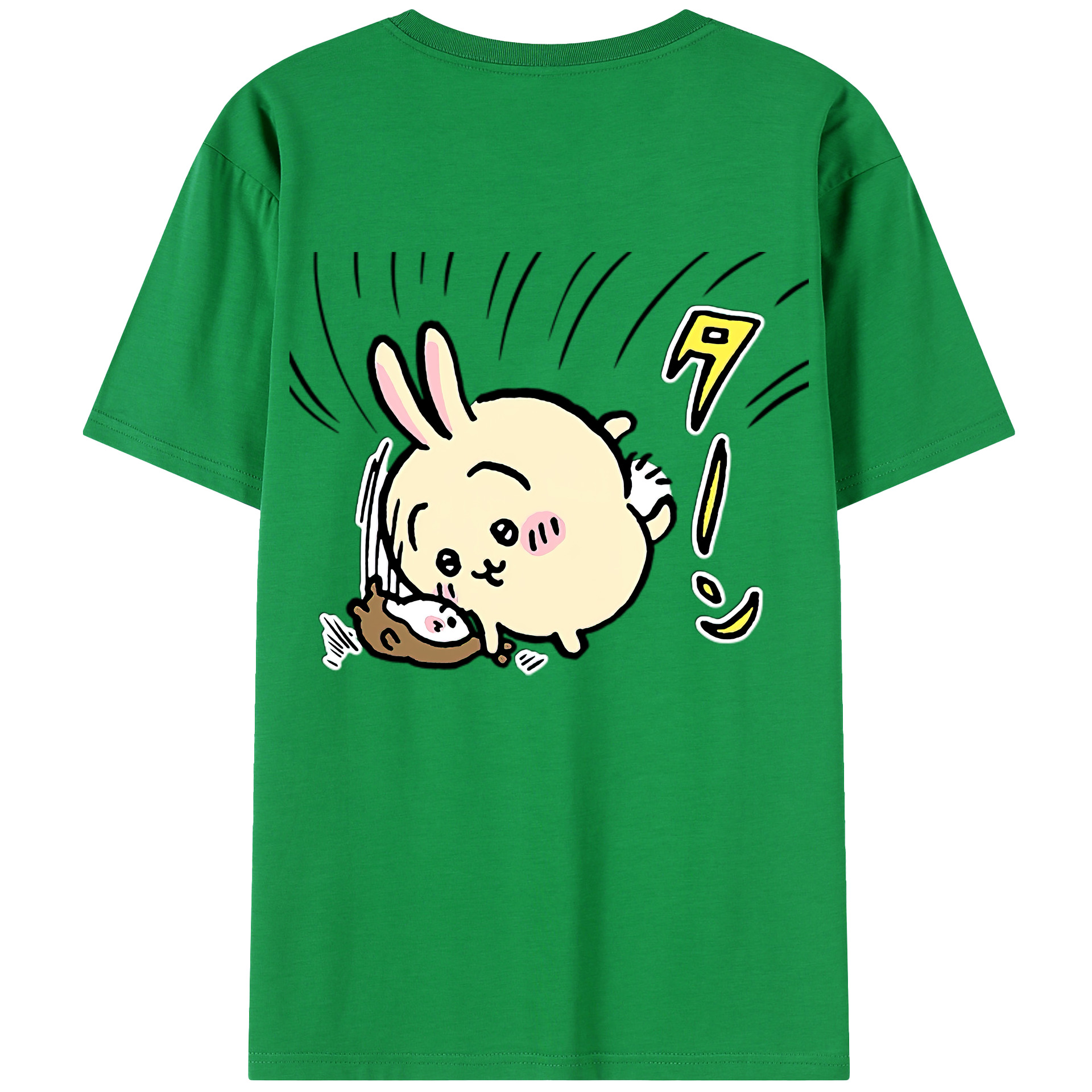 （画像用） ちいかわ うさぎ Chii-kawa usagi 綿100％半袖Tシャツ（背面プリント）
