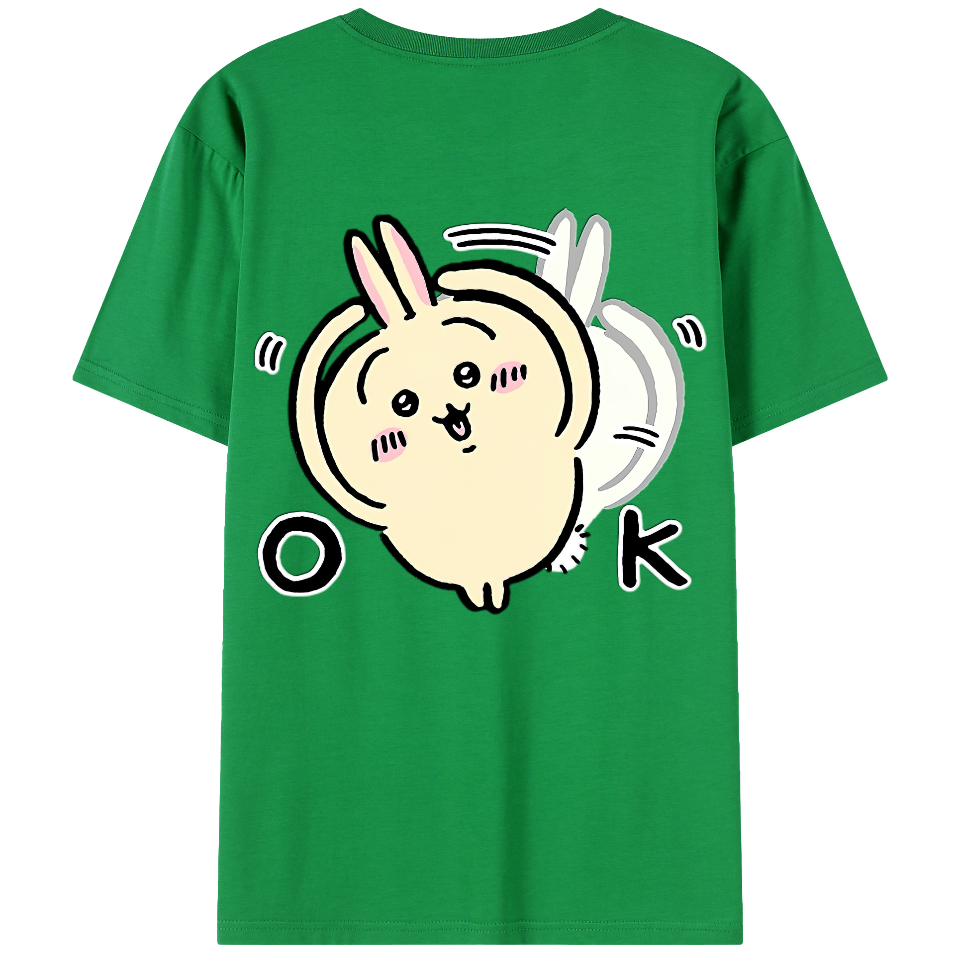 （画像用） ちいかわ うさぎ Chii-kawa usagi 綿100％半袖Tシャツ（背面プリント）