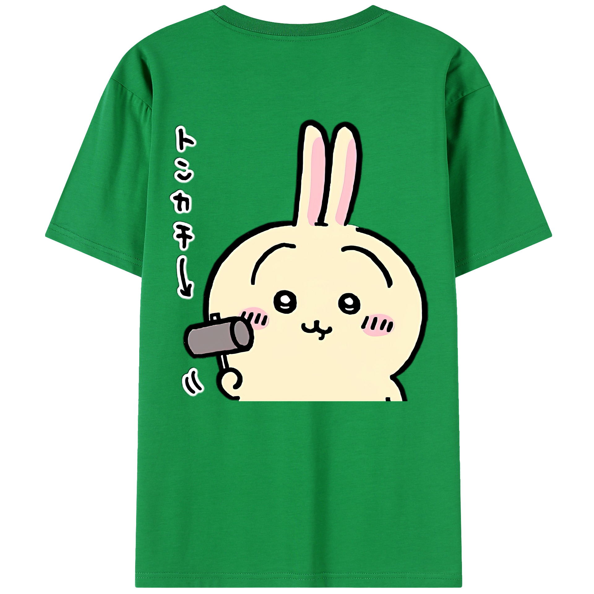（画像用） ちいかわ うさぎ Chii-kawa usagi 綿100％半袖Tシャツ（背面プリント）
