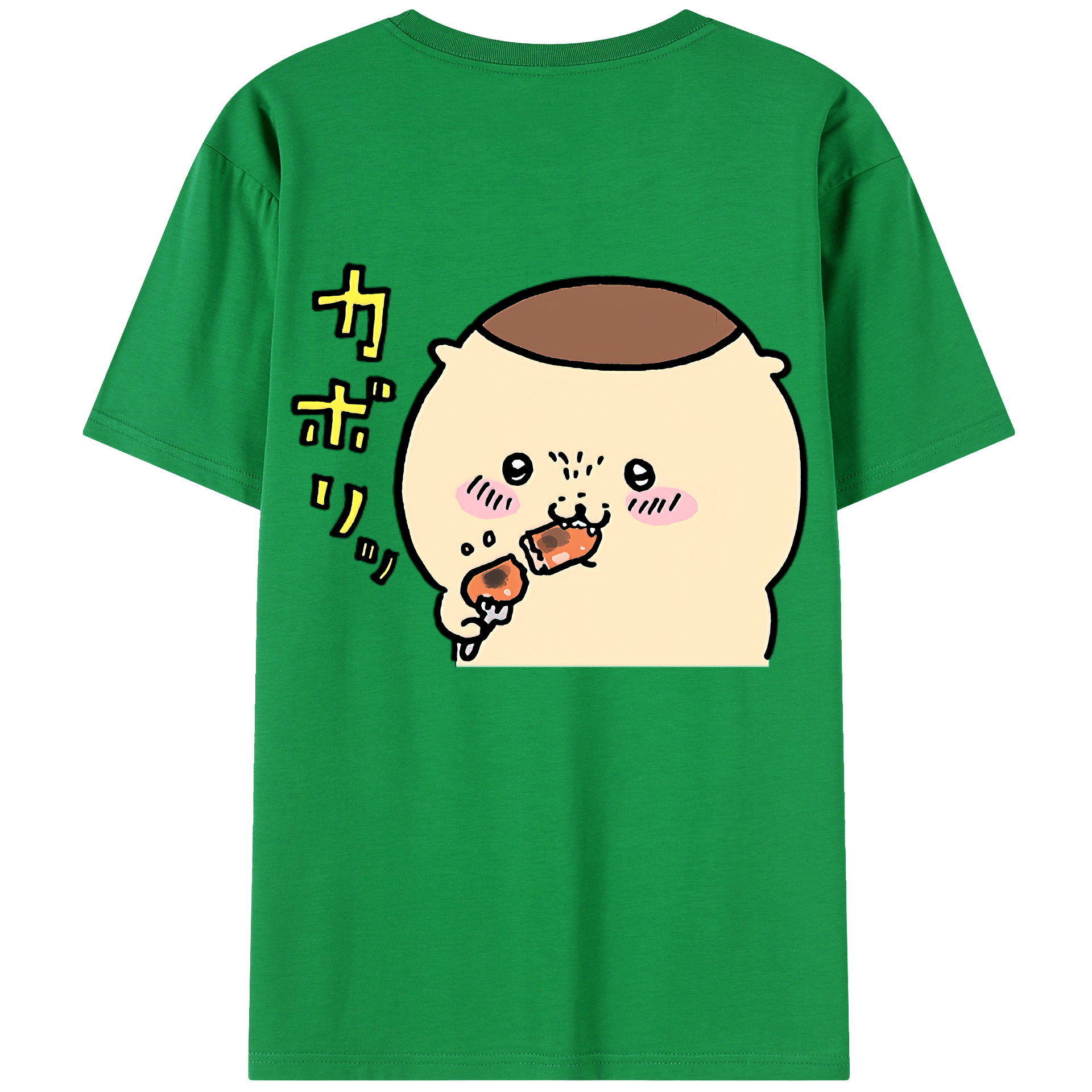 （画像用） ちいかわ くりまんじゅう Chii-kawa kuri manjū 綿100％半袖Tシャツ（背面プリント）