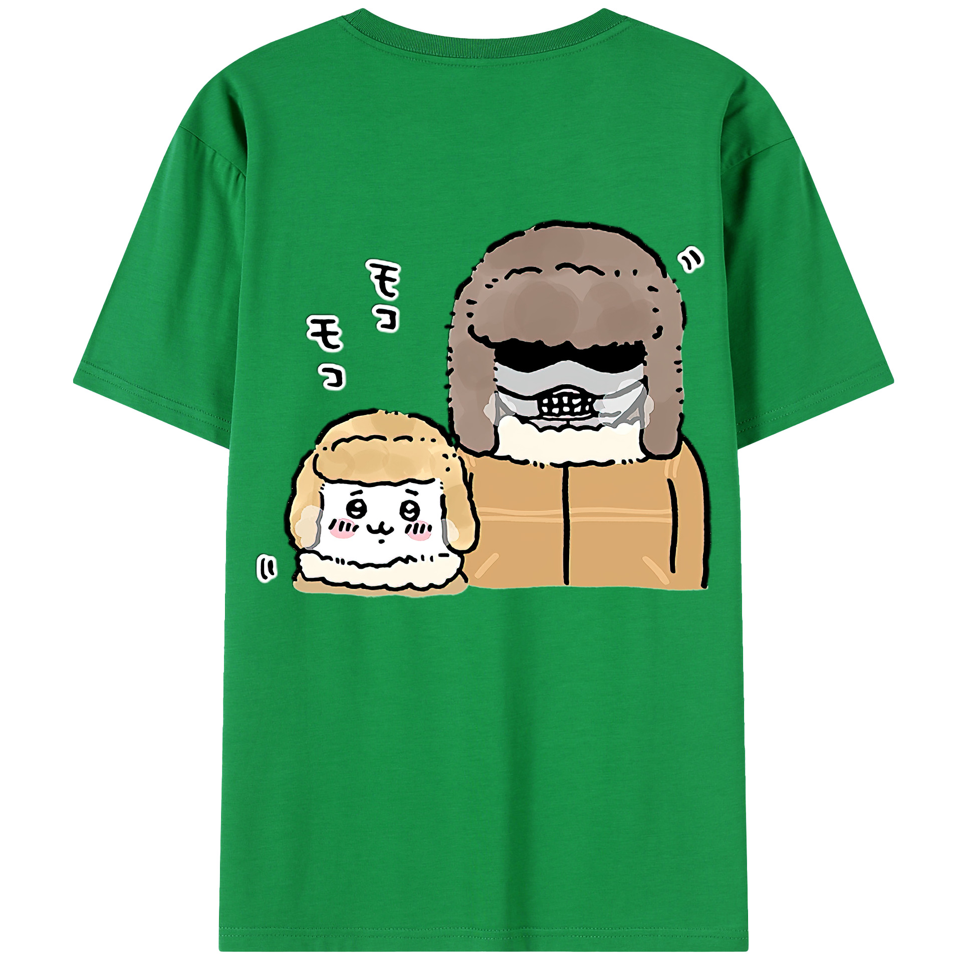 （画像用） ちいかわ 労働の鎧さん Chii-kawa Mr. Armor of Labor 綿100％半袖Tシャツ（背面プリント）