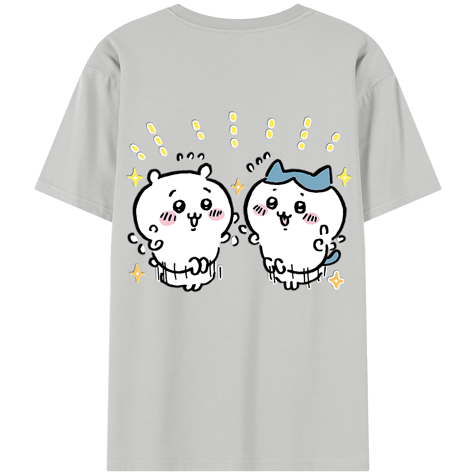 （画像用） ちいかわ ハチワレ Chii-kawa hachiware 綿100％半袖Tシャツ（背面プリント）