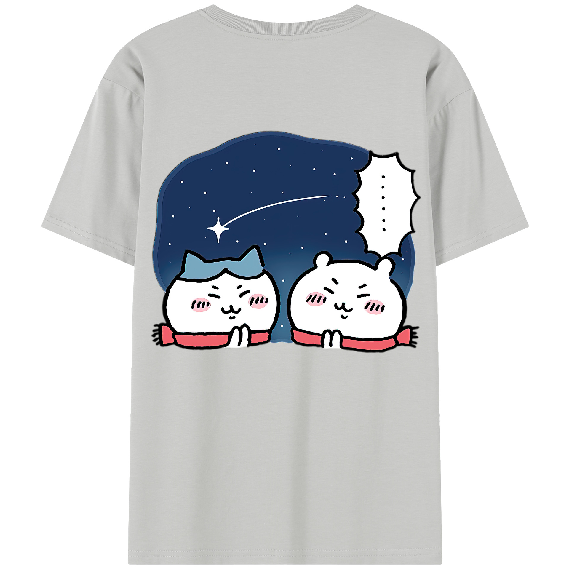 （画像用） ちいかわ ハチワレ Chii-kawa hachiware 綿100％半袖Tシャツ（背面プリント）