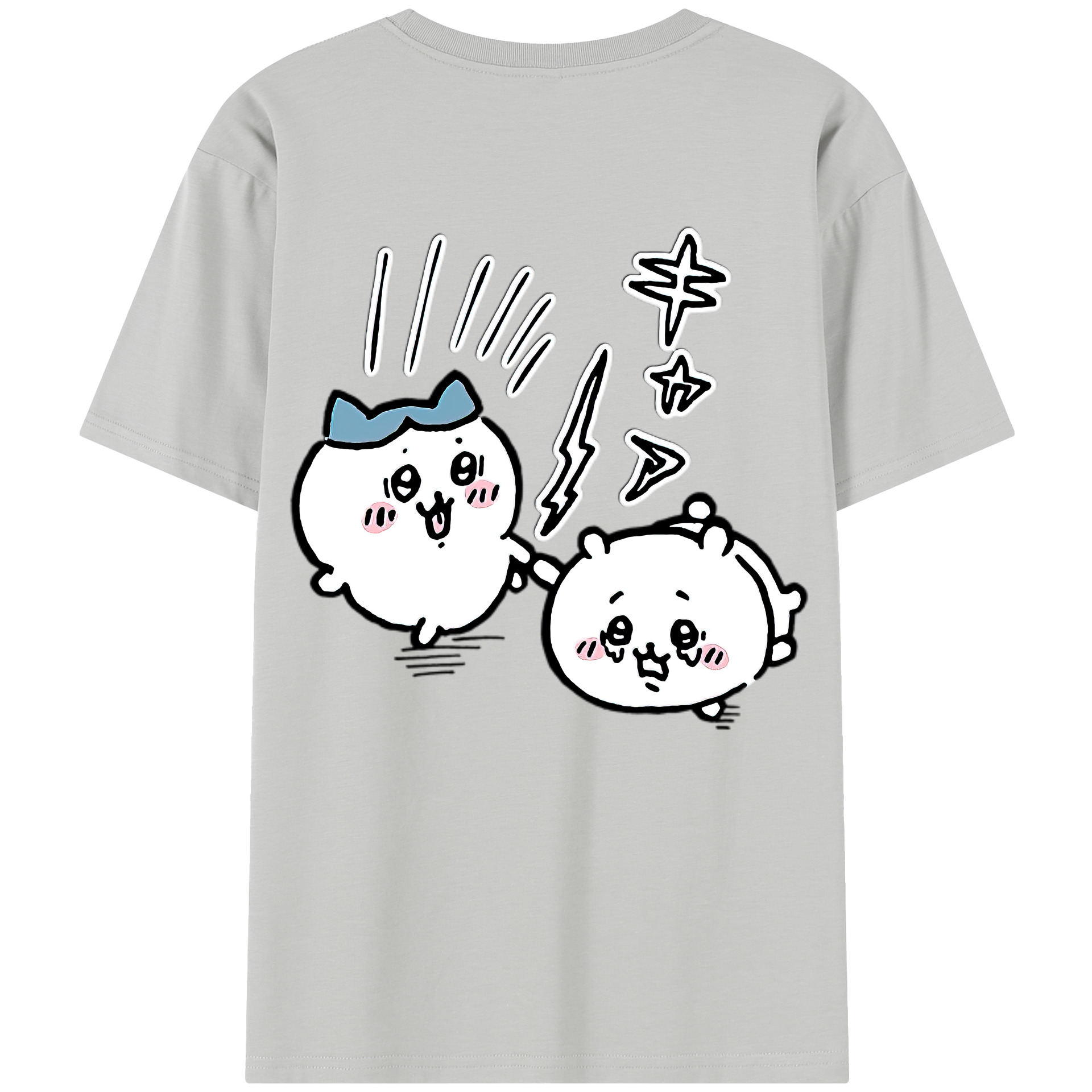 （画像用） ちいかわ ハチワレ Chii-kawa hachiware 綿100％半袖Tシャツ（背面プリント）