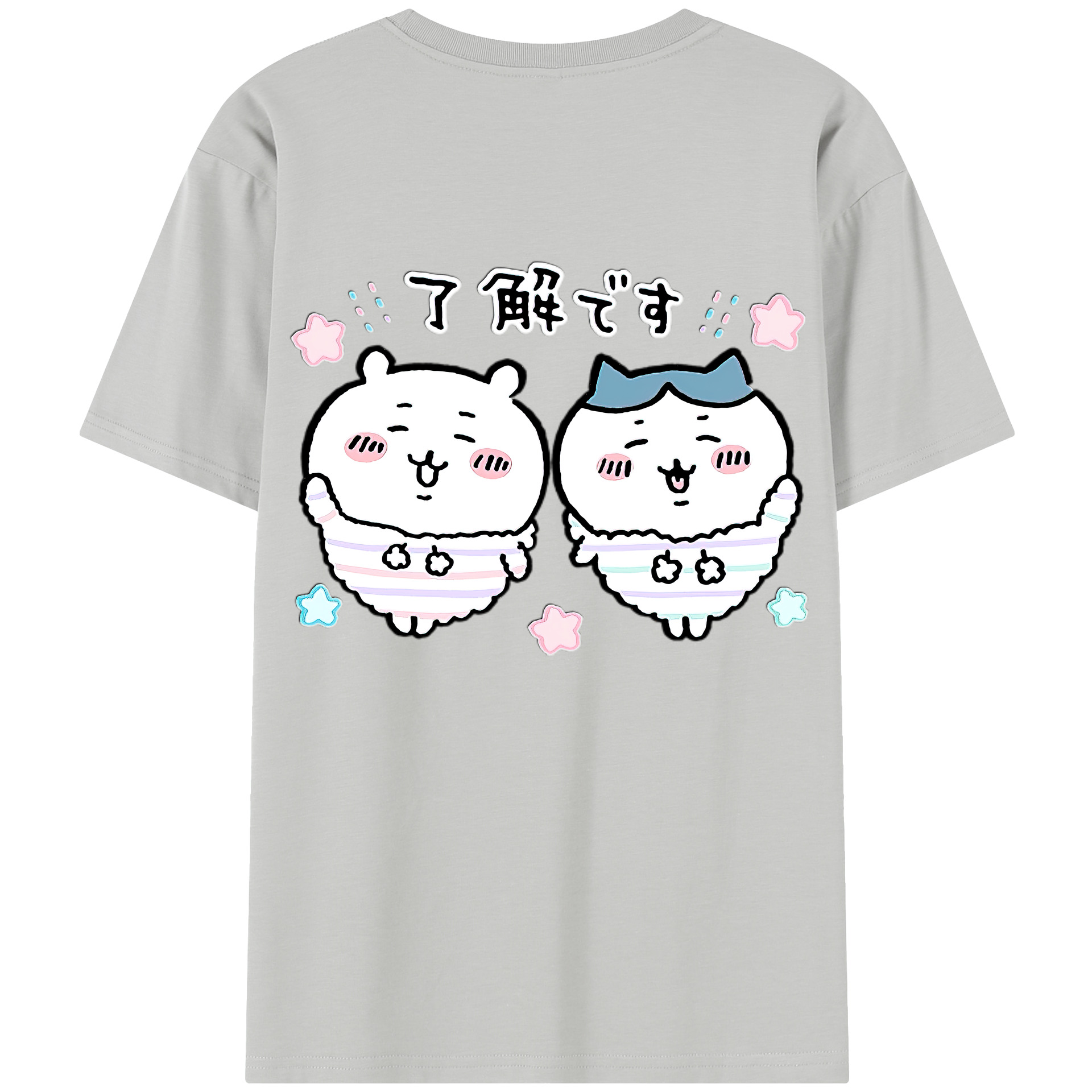 （画像用） ちいかわ ハチワレ Chii-kawa hachiware 綿100％半袖Tシャツ（背面プリント）