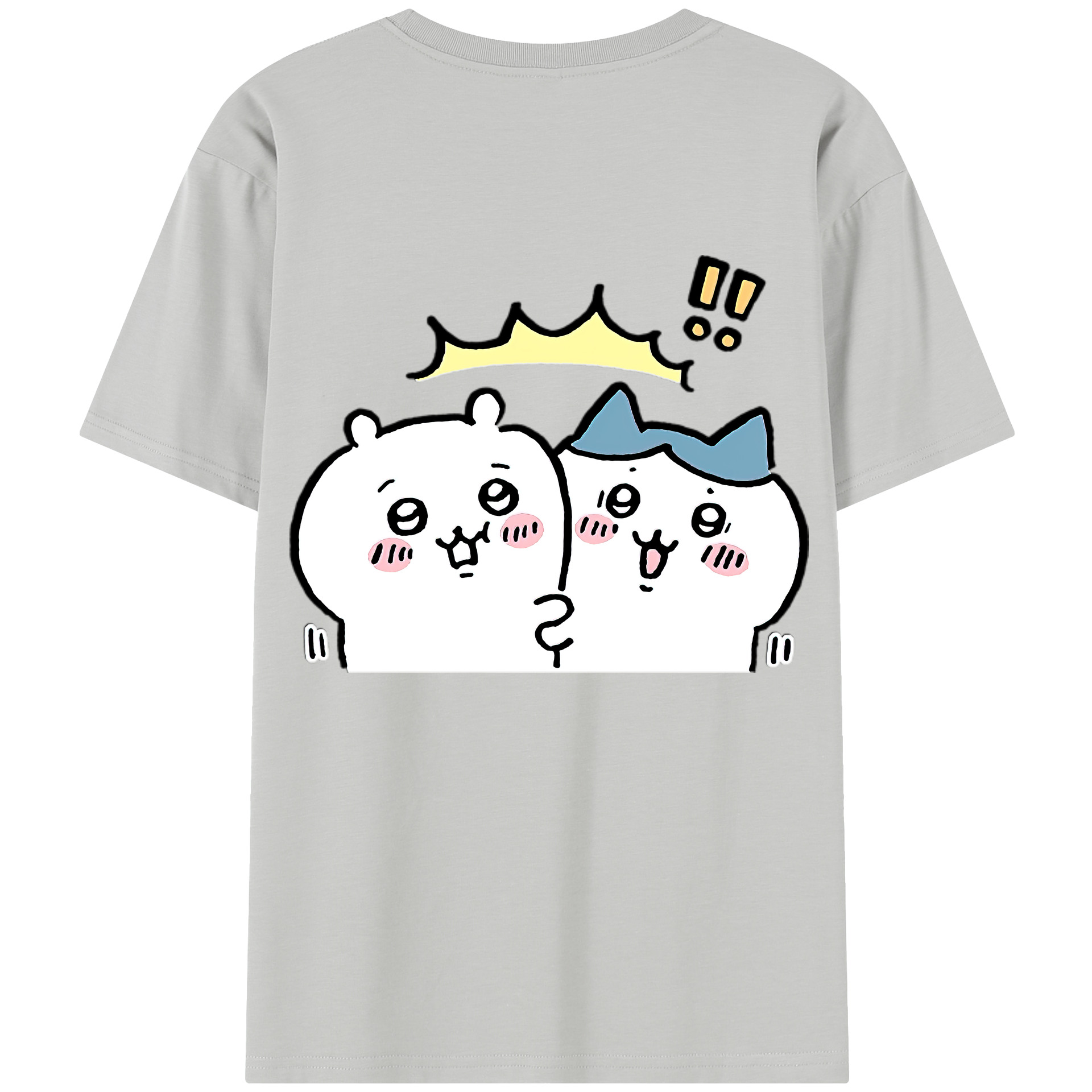 （画像用） ちいかわ ハチワレ Chii-kawa hachiware 綿100％半袖Tシャツ（背面プリント）