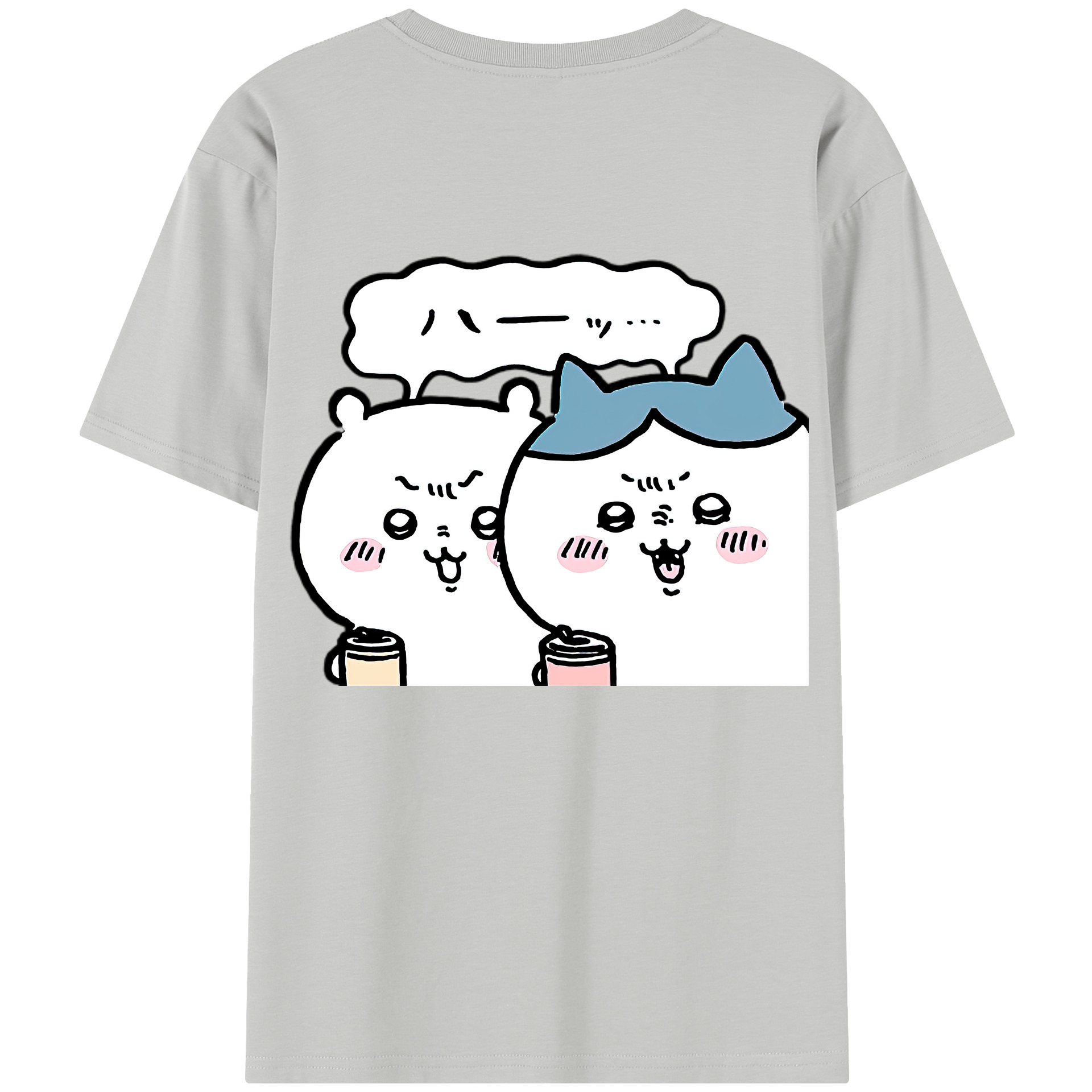 （画像用） ちいかわ ハチワレ Chii-kawa hachiware 綿100％半袖Tシャツ（背面プリント）